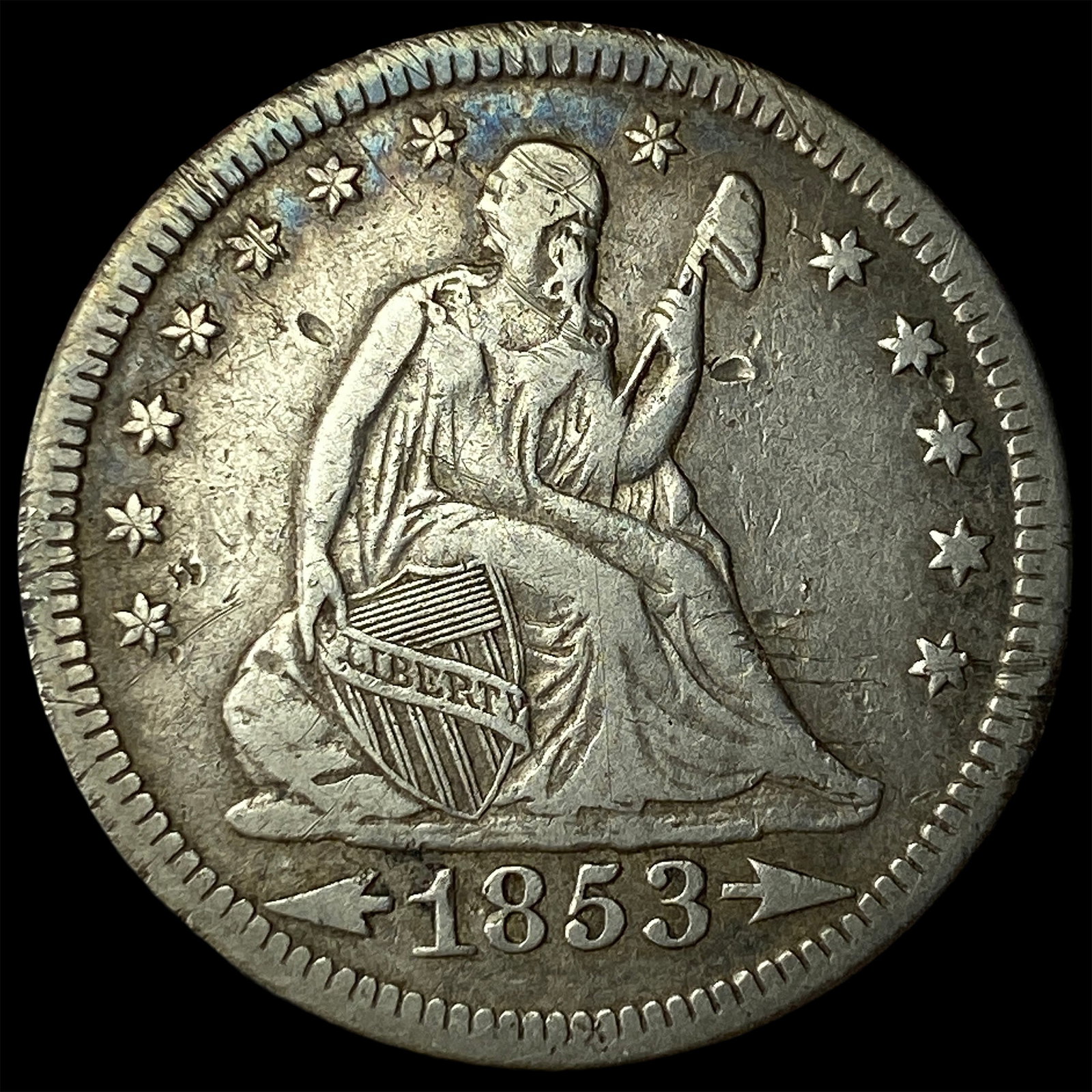 1853-O Arrows/Rays Seated Liberty Quarter NEARLY UNCIRCULATED: 1853-O Arrows/Rays Seated Liberty Quarter NEARLY UNCIRCULATED