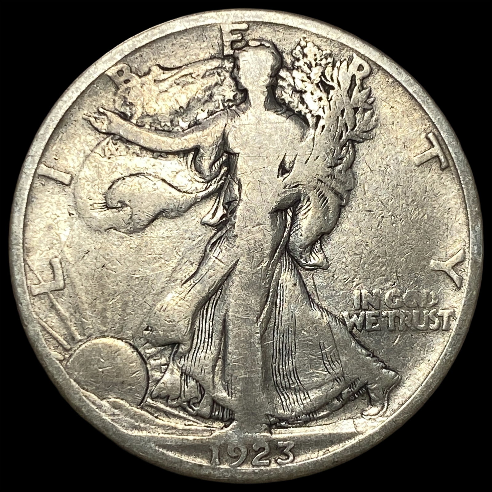 1923-S Silver Walking Liberty Half Dollar NICELY CIRCULATED: 1923-S Silver Walking Liberty Half Dollar NICELY CIRCULATED