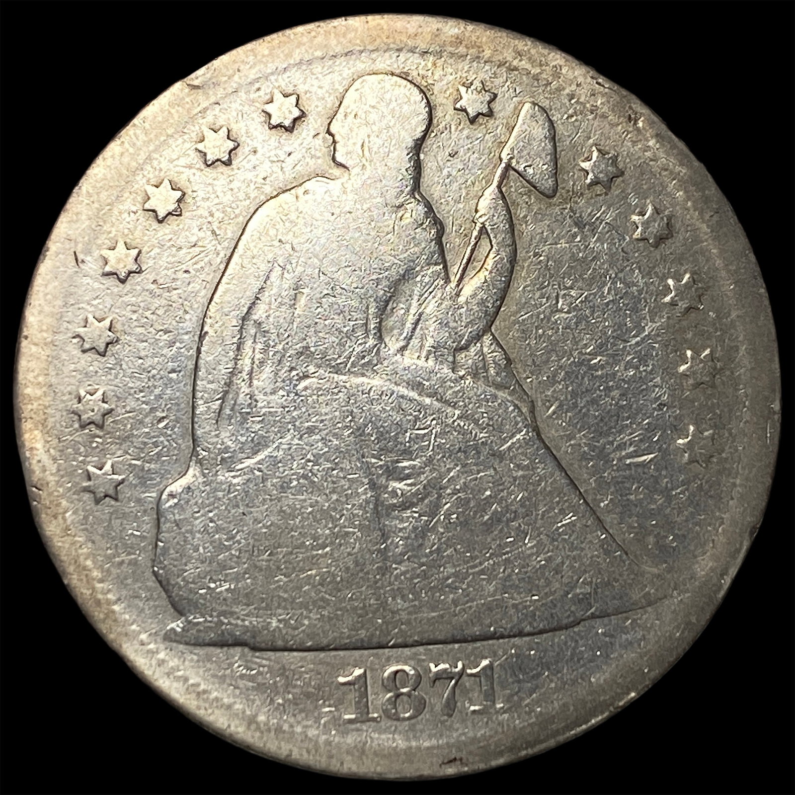1871 Silver Seated Liberty Dollar NICELY CIRCULATED: 1871 Silver Seated Liberty Dollar NICELY CIRCULATED