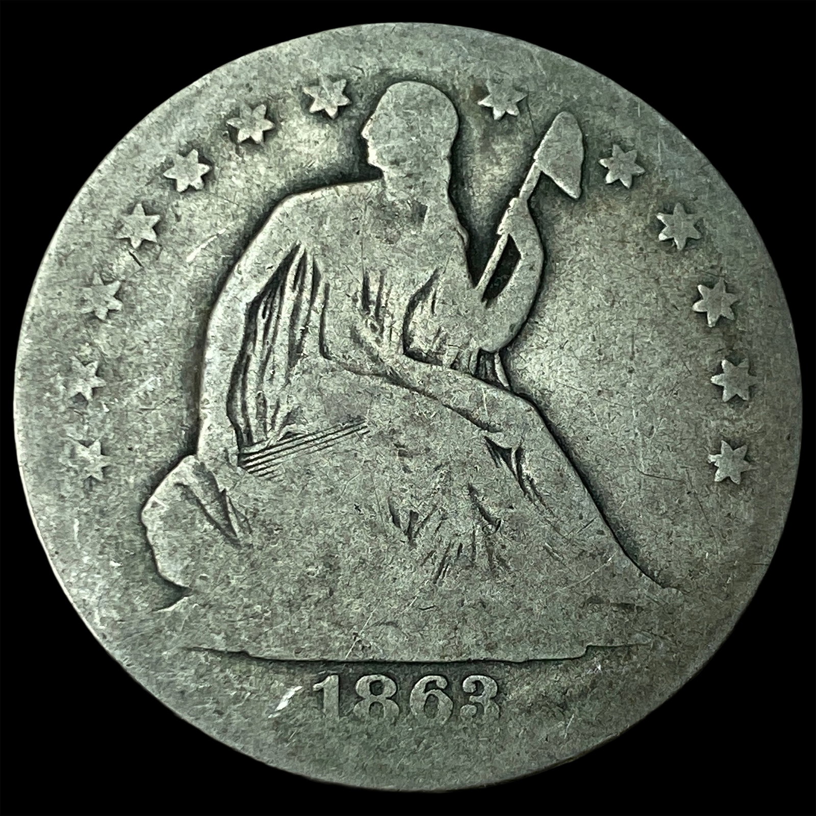1863-S Silver Seated Liberty Half Dollar LIGHTLY CIRCULATED: 1863-S Silver Seated Liberty Half Dollar LIGHTLY CIRCULATED
