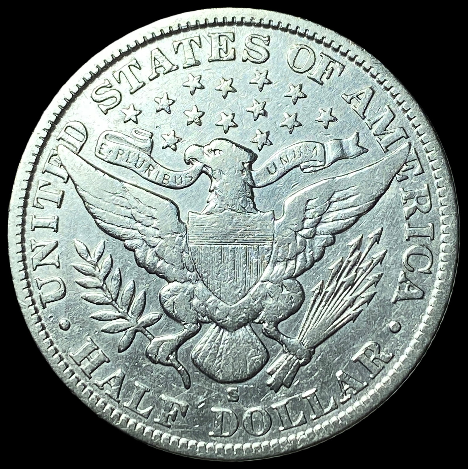 1908-S Silver Barber Half Dollar LIGHTLY CIRCULATED - 2