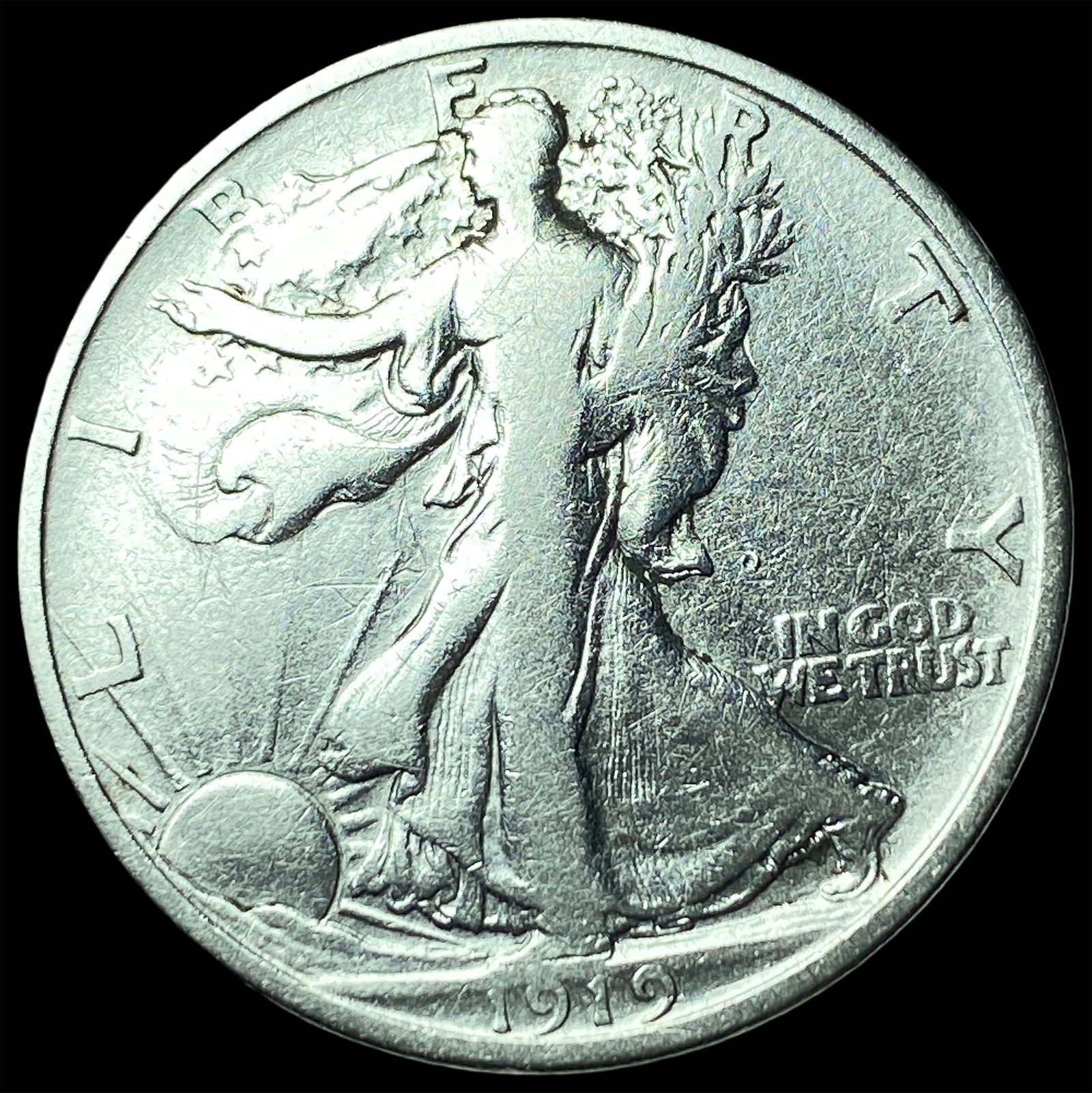 1919-D Walking Liberty Half Dollar LIGHTLY CIRCULATED: 1919-D Walking Liberty Half Dollar LIGHTLY CIRCULATED