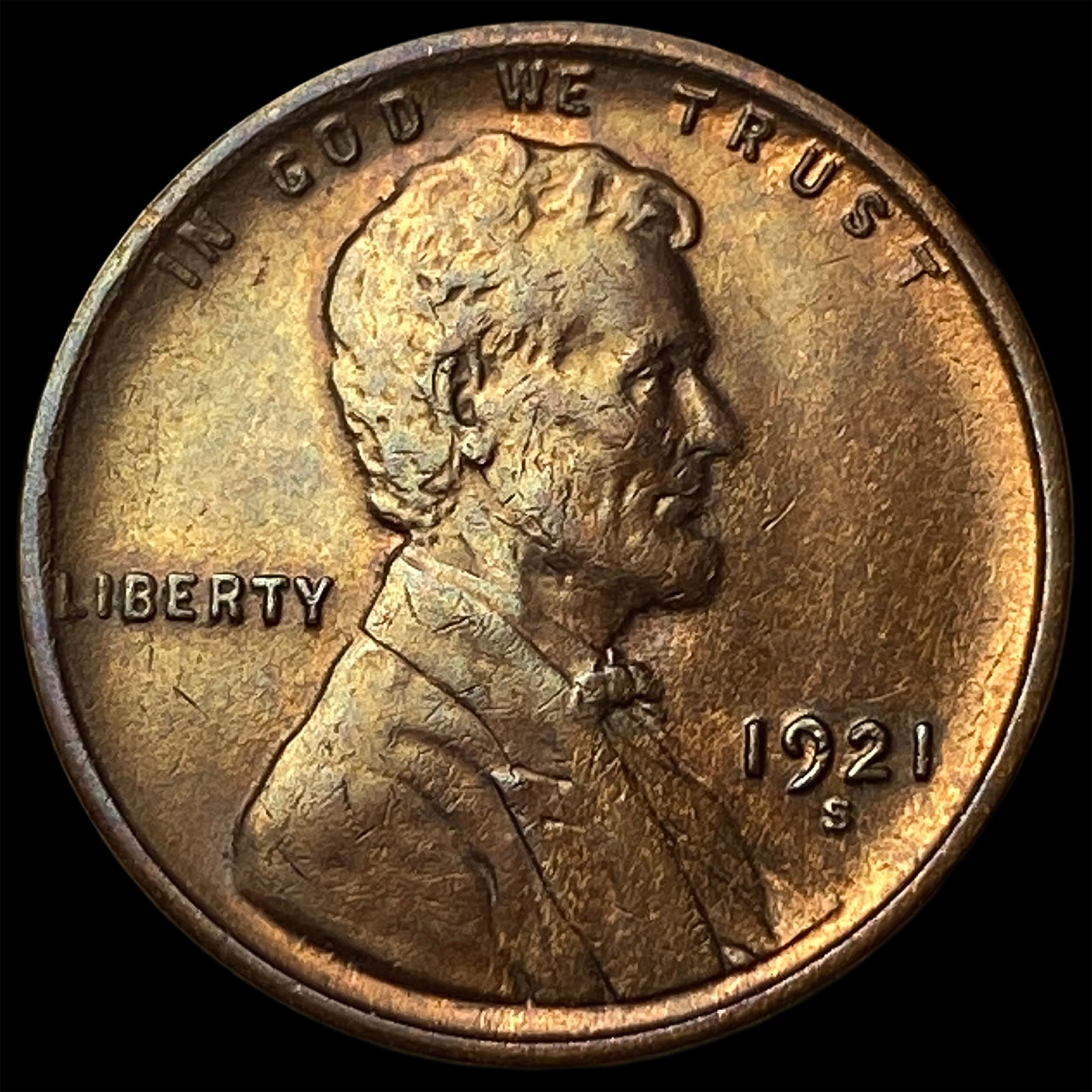 1921-S Lincoln Wheat Cent CLOSELY UNCIRCULATED: 1921-S Lincoln Wheat Cent CLOSELY UNCIRCULATED