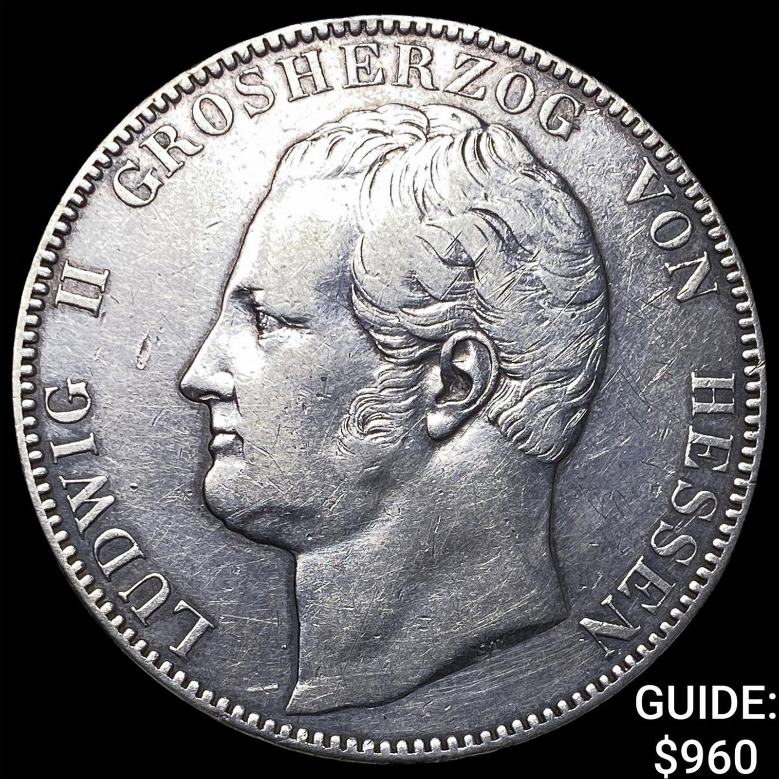 1841 German States Hesse Darmsta Silver 3 1/2 Gulden: 1841 German States Hesse Darmsta Silver 3 1/2 Gulden
