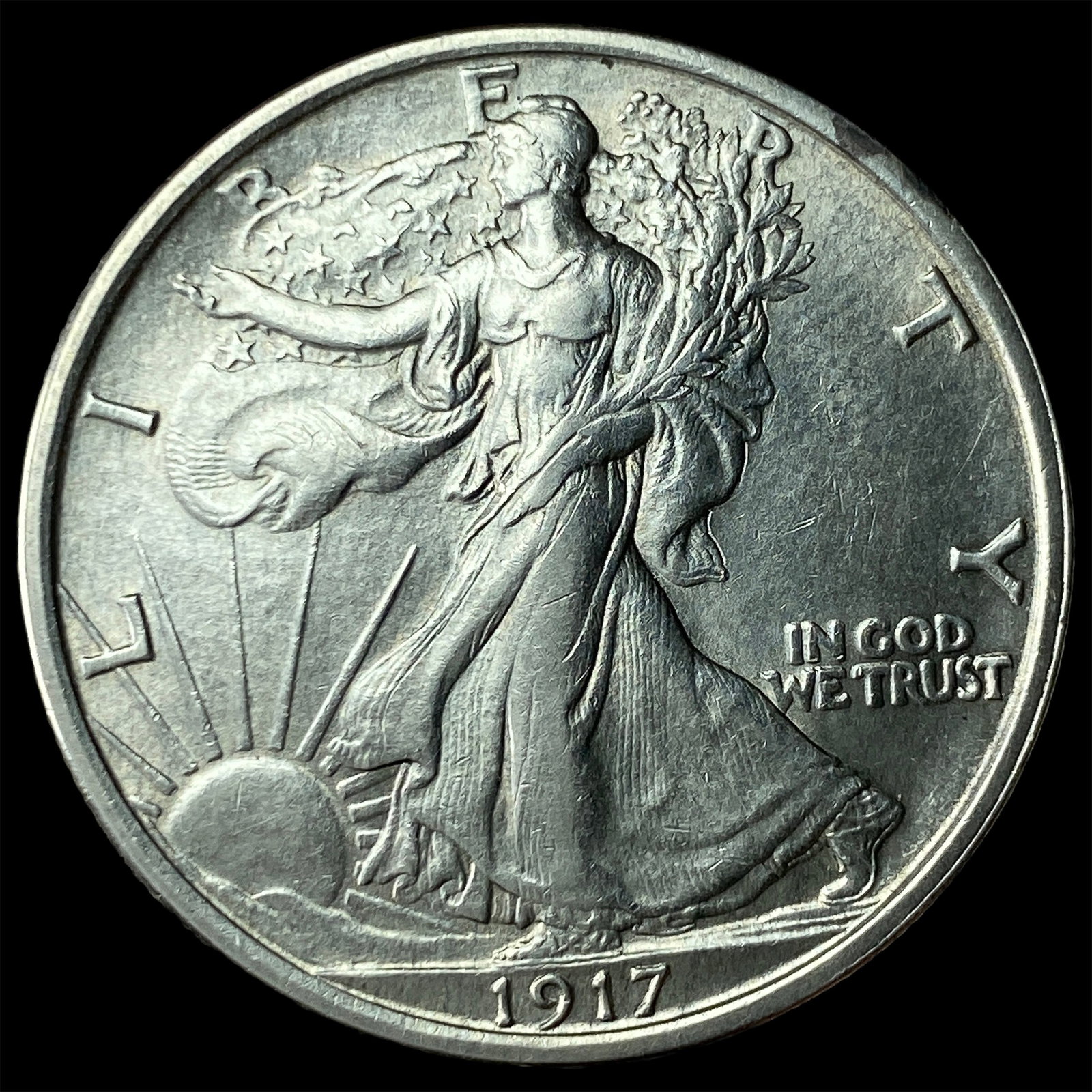 1917-S Silver Walking Liberty Half Dollar UNCIRCULATED: 1917-S Silver Walking Liberty Half Dollar UNCIRCULATED