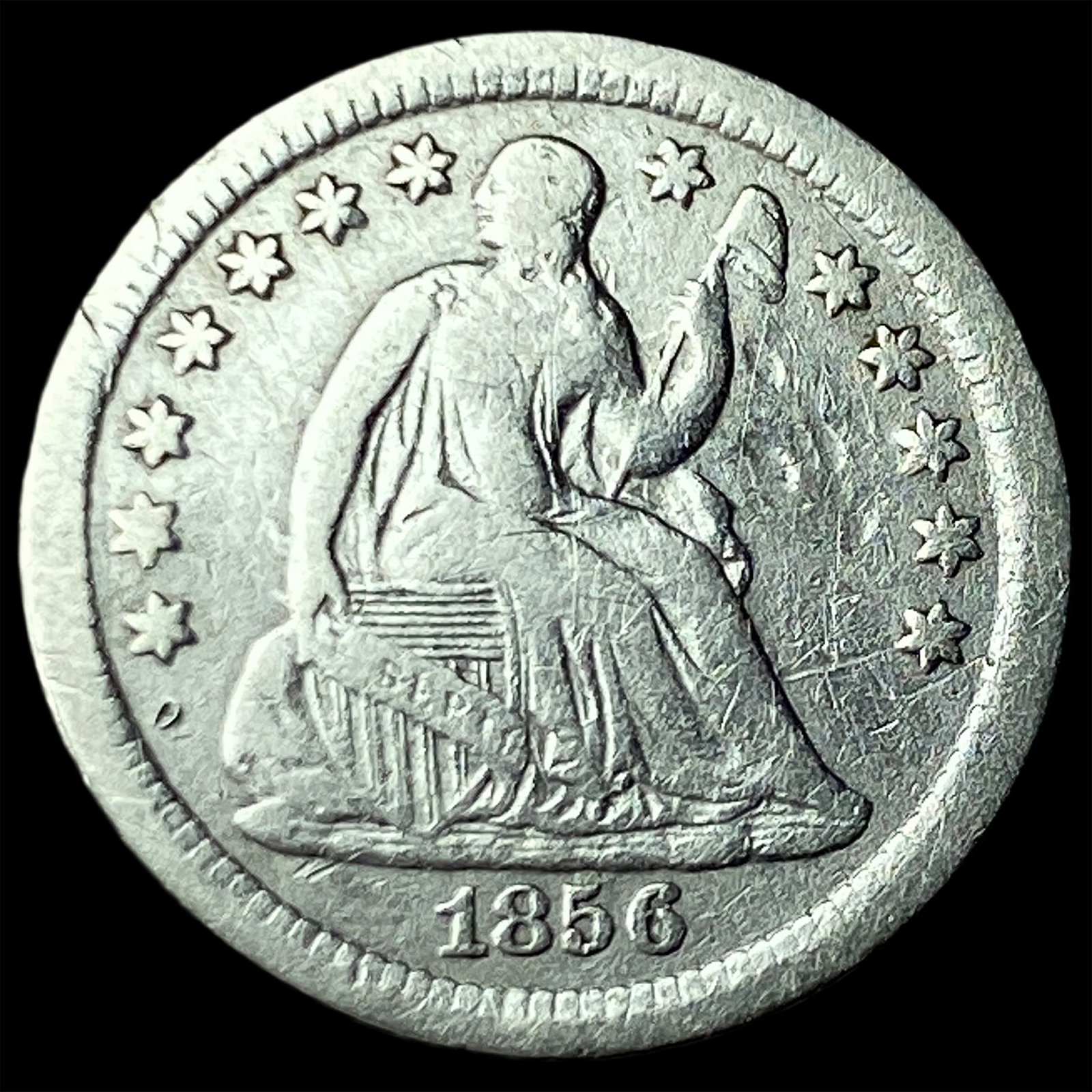 1856-O Silver Seated Liberty Half Dime NEARLY UNCIRCULATED: 1856-O Silver Seated Liberty Half Dime NEARLY UNCIRCULATED
