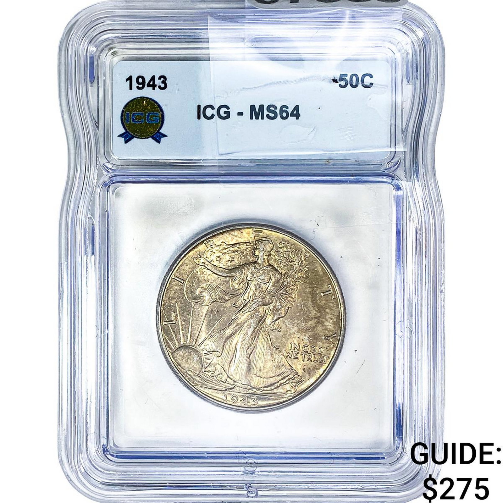 1943 Walking Liberty Half Dollar ICG MS64: 1943 Walking Liberty Half Dollar ICG MS64