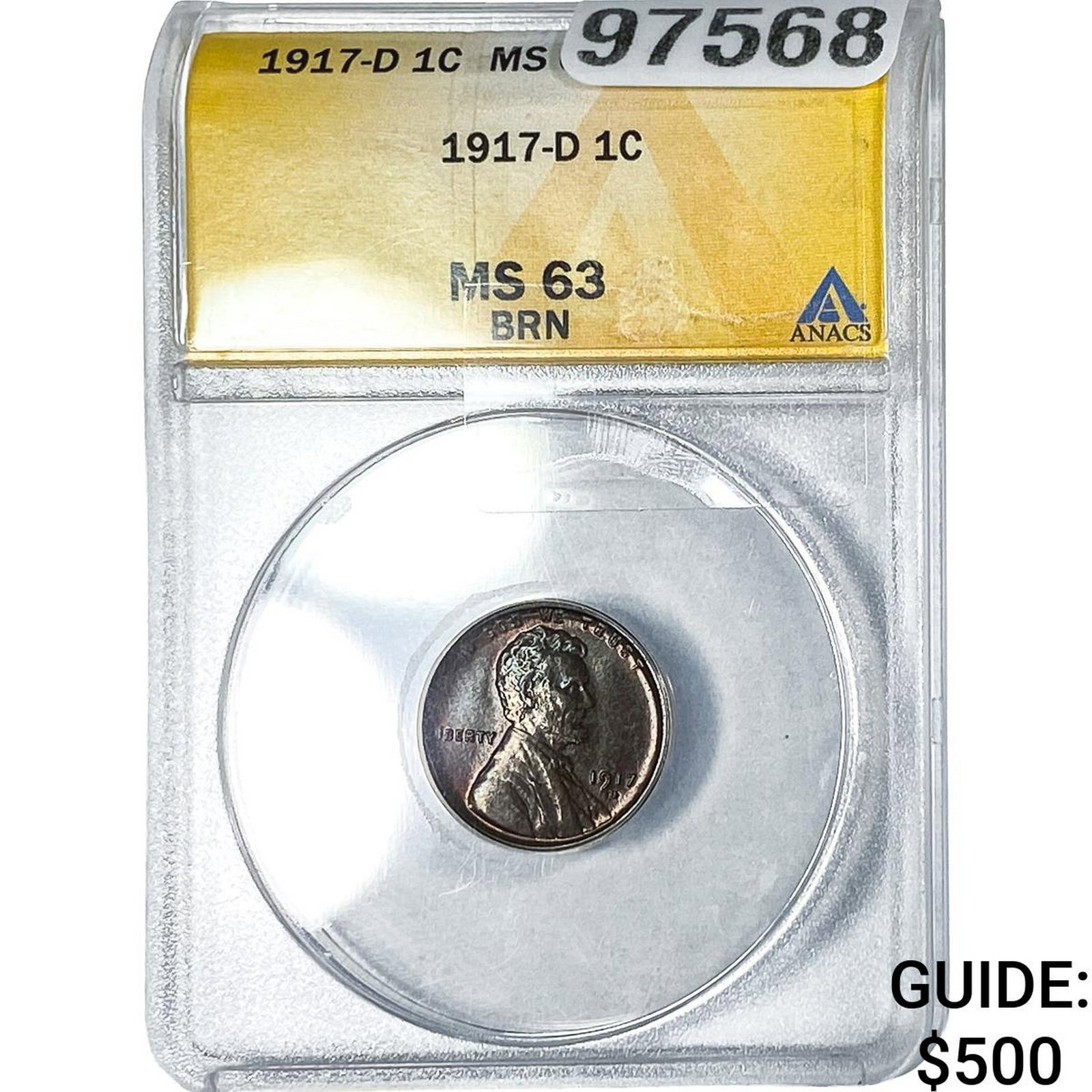 1917-D Wheat Cent ANACS MS63 BRN (1 of 2)