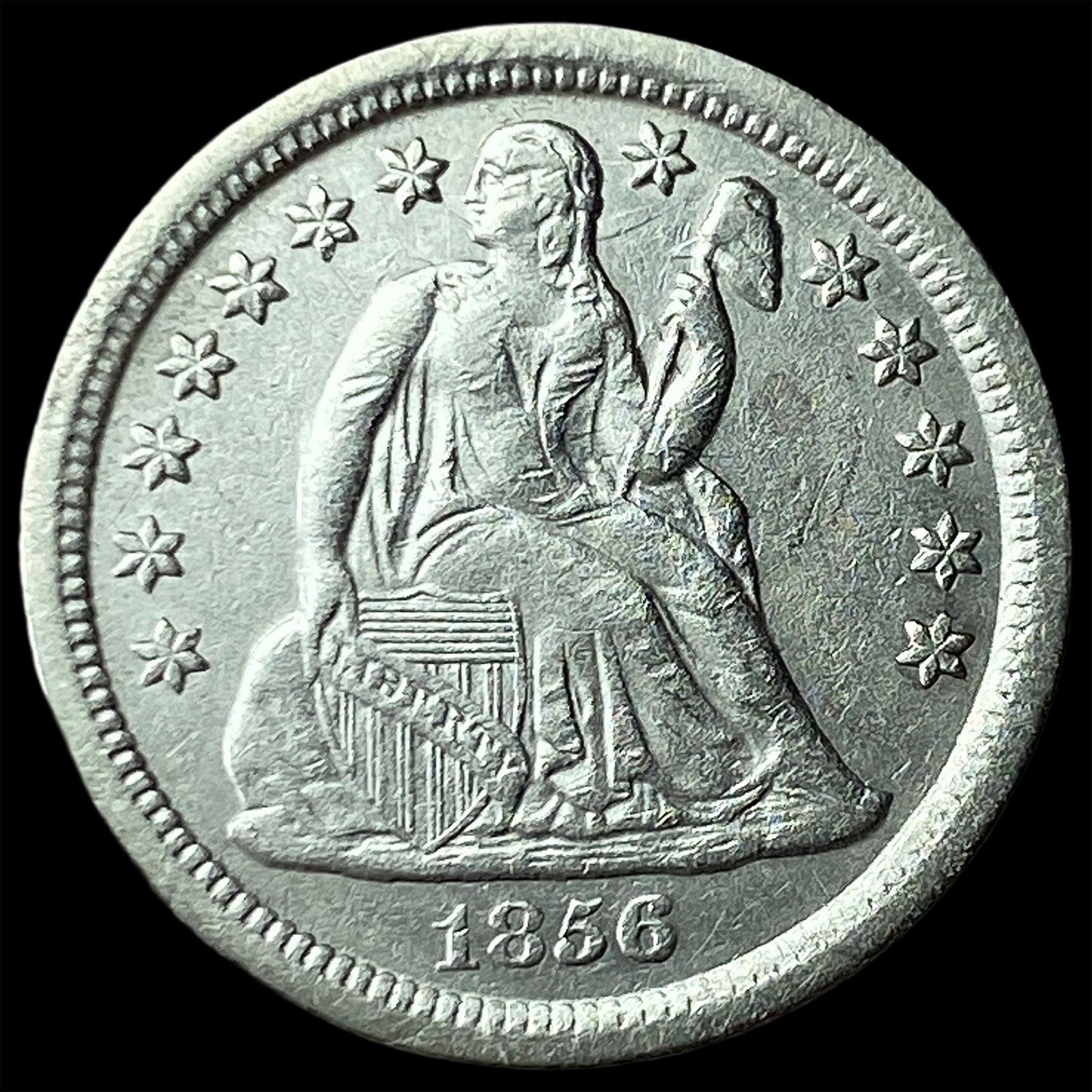 1856-O Silver Seated Liberty Dime CHOICE AU: 1856-O Silver Seated Liberty Dime CHOICE AU