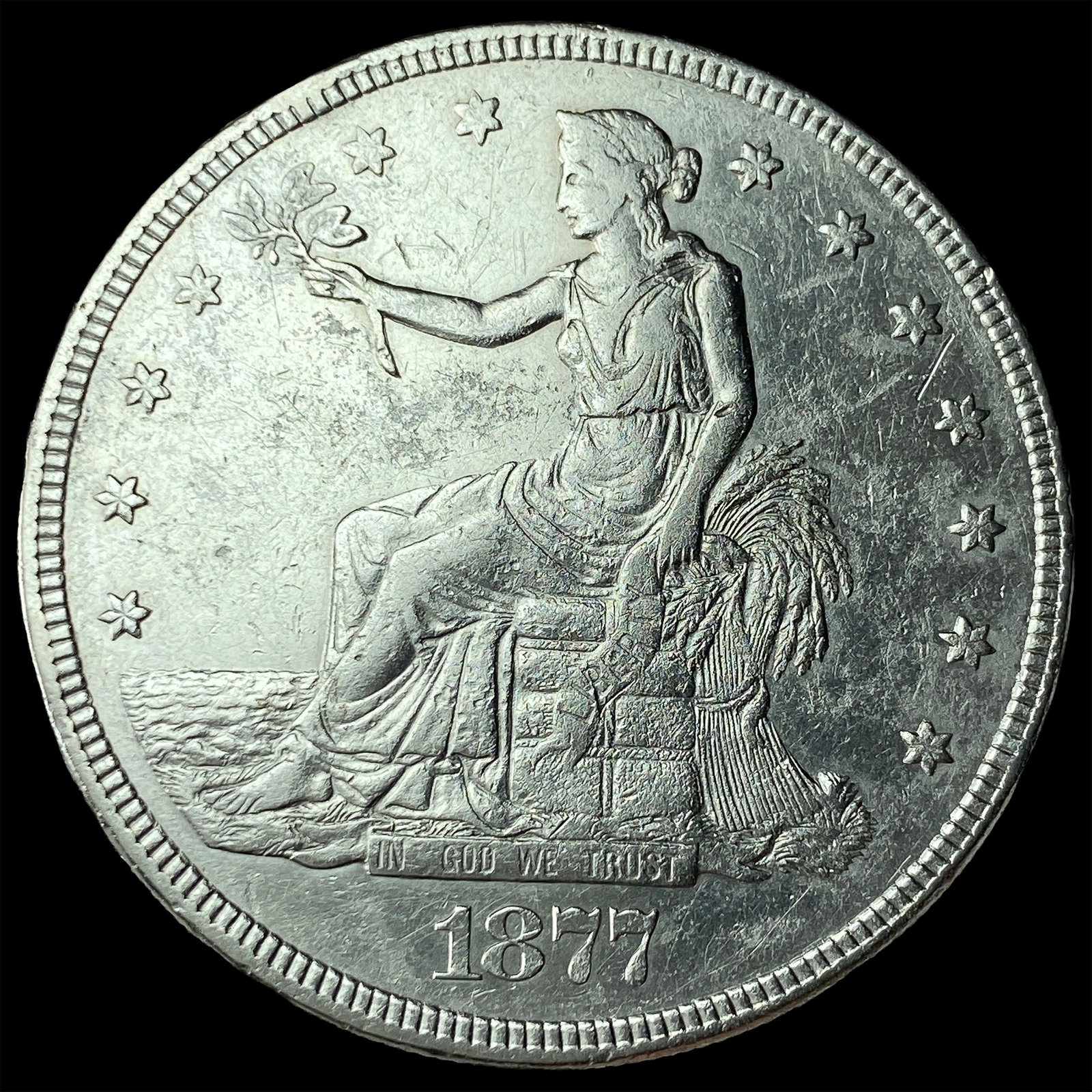 1877 Silver Trade Dollar CHOICE AU: 1877 Silver Trade Dollar CHOICE AU
