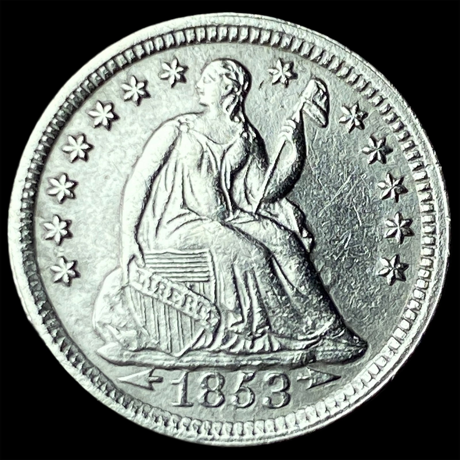 1853 Silver Seated Liberty Half Dime CLOSELY UNCIRCULATED