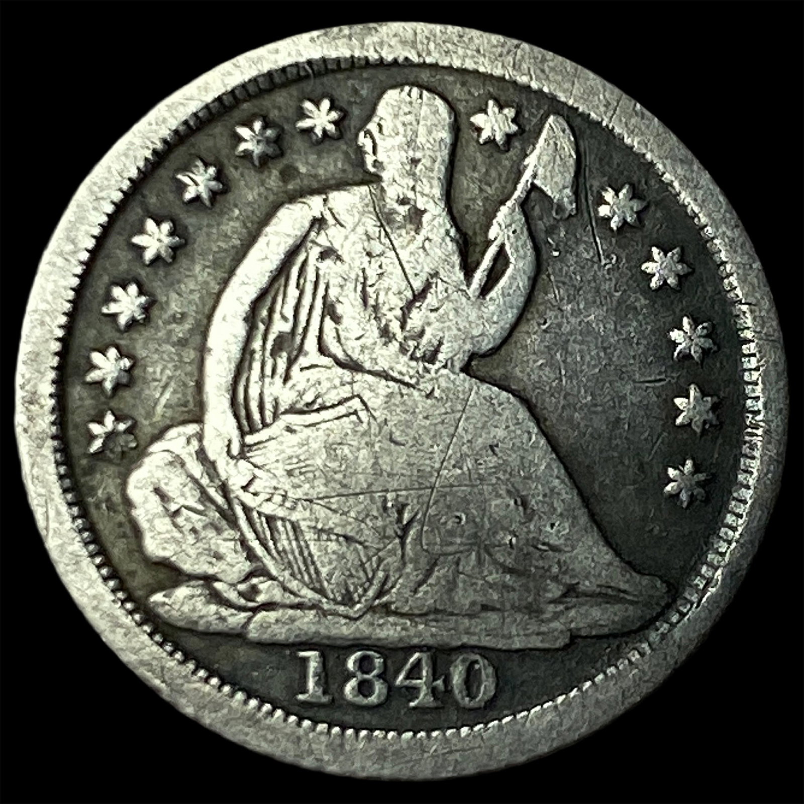 1840-O Silver Seated Liberty Half Dime NICELY CIRCULATED: 1840-O Silver Seated Liberty Half Dime NICELY CIRCULATED