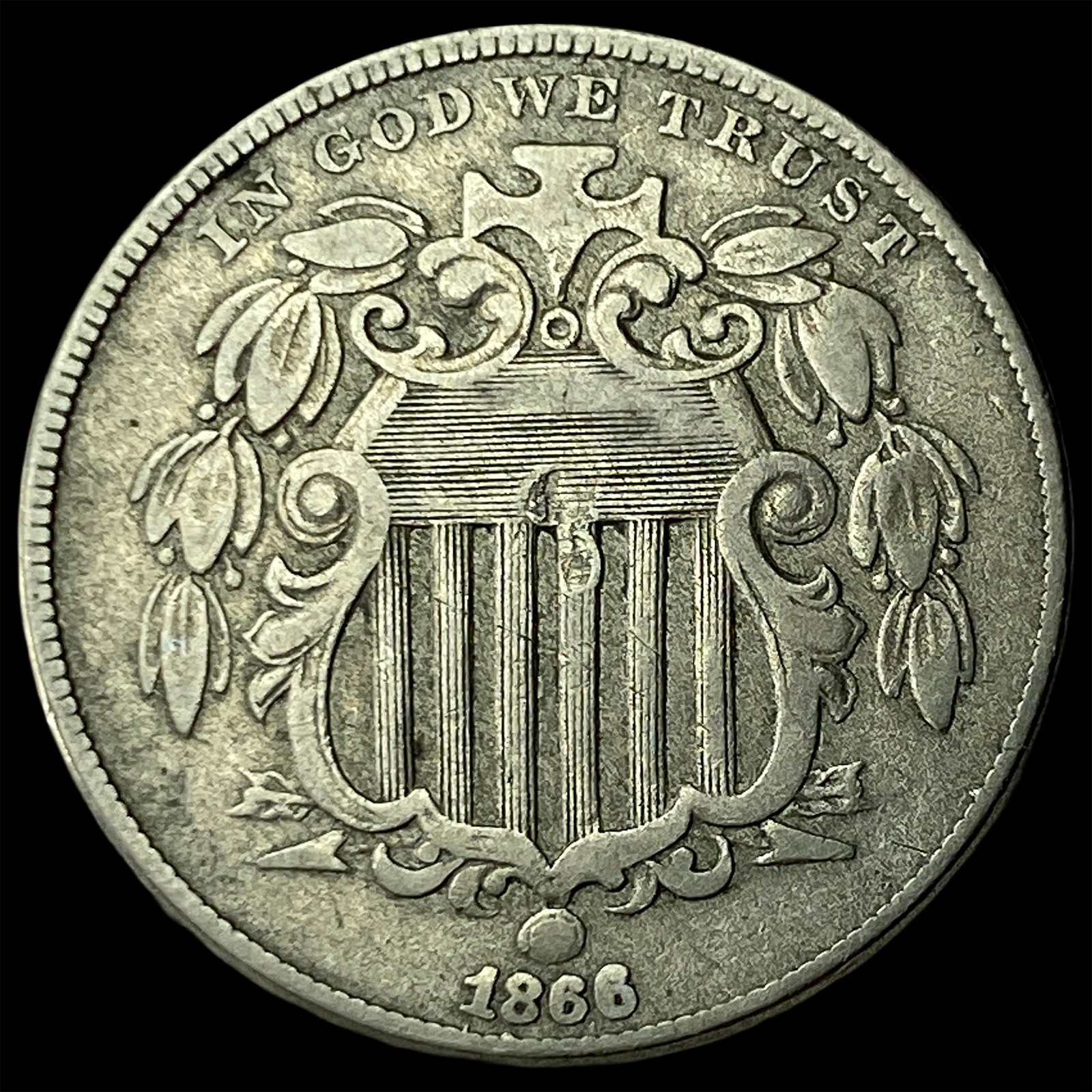 1868 Shield Nickel ABOUT UNCIRCULATED