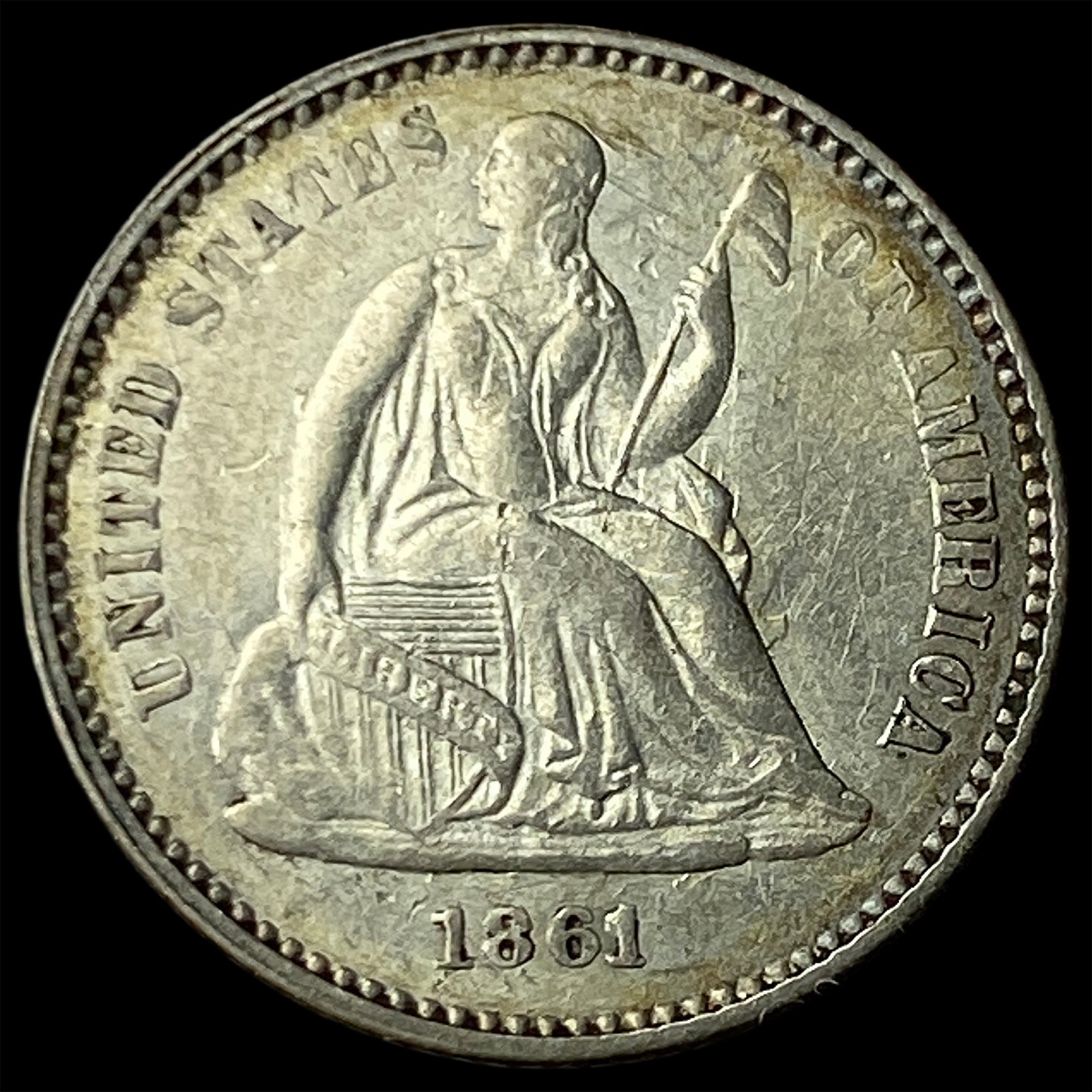 1861 Silver Half Dime CLOSELY UNCIRCULATED (1 of 2)