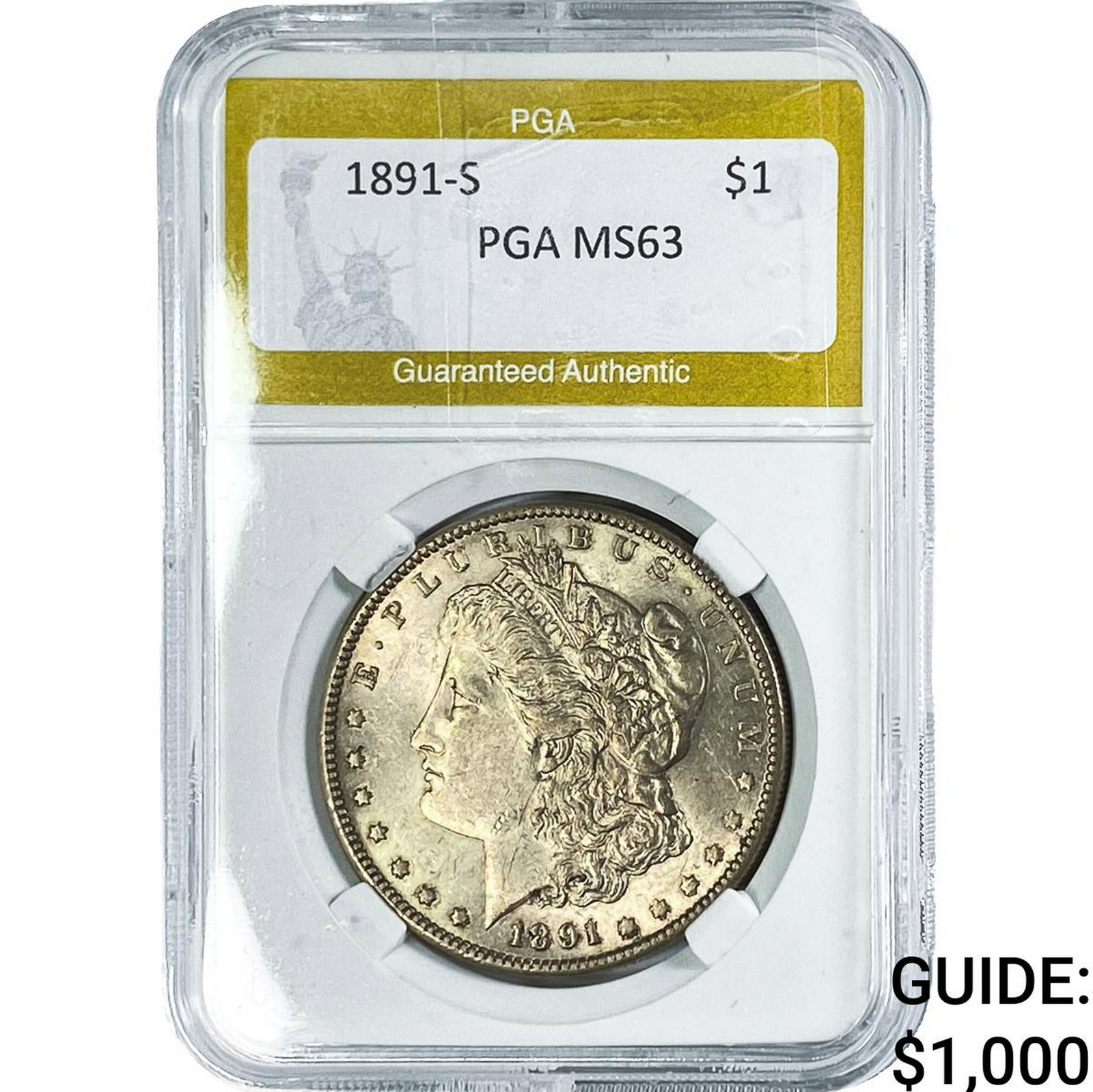 1891-S Morgan Silver Dollar PGA MS63: 1891-S Morgan Silver Dollar PGA MS63