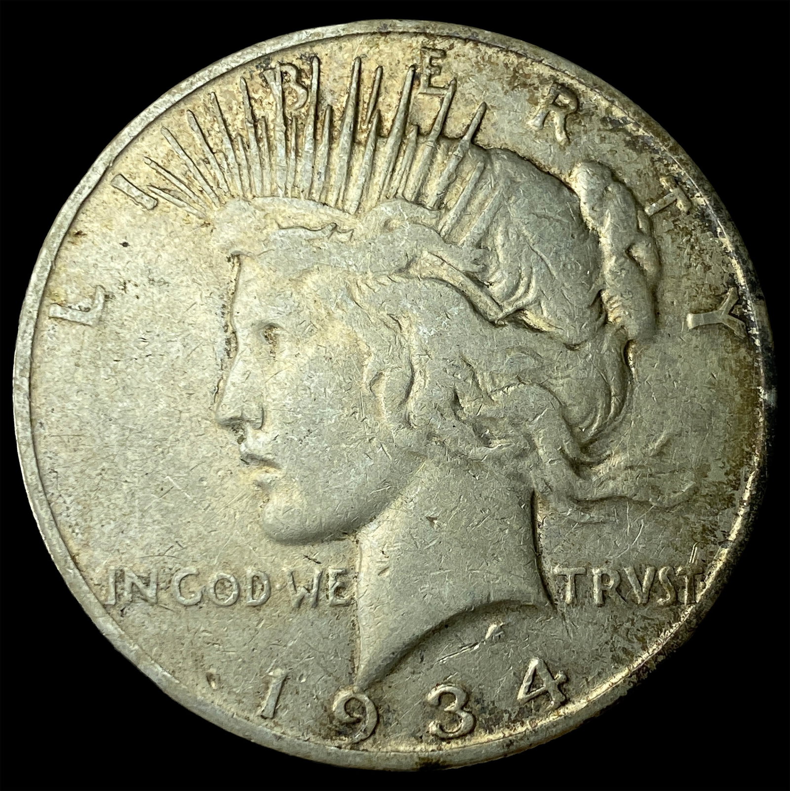 1934-S Peace Silver Dollar NEARLY UNCIRCULATED: 1934-S Peace Silver Dollar NEARLY UNCIRCULATED