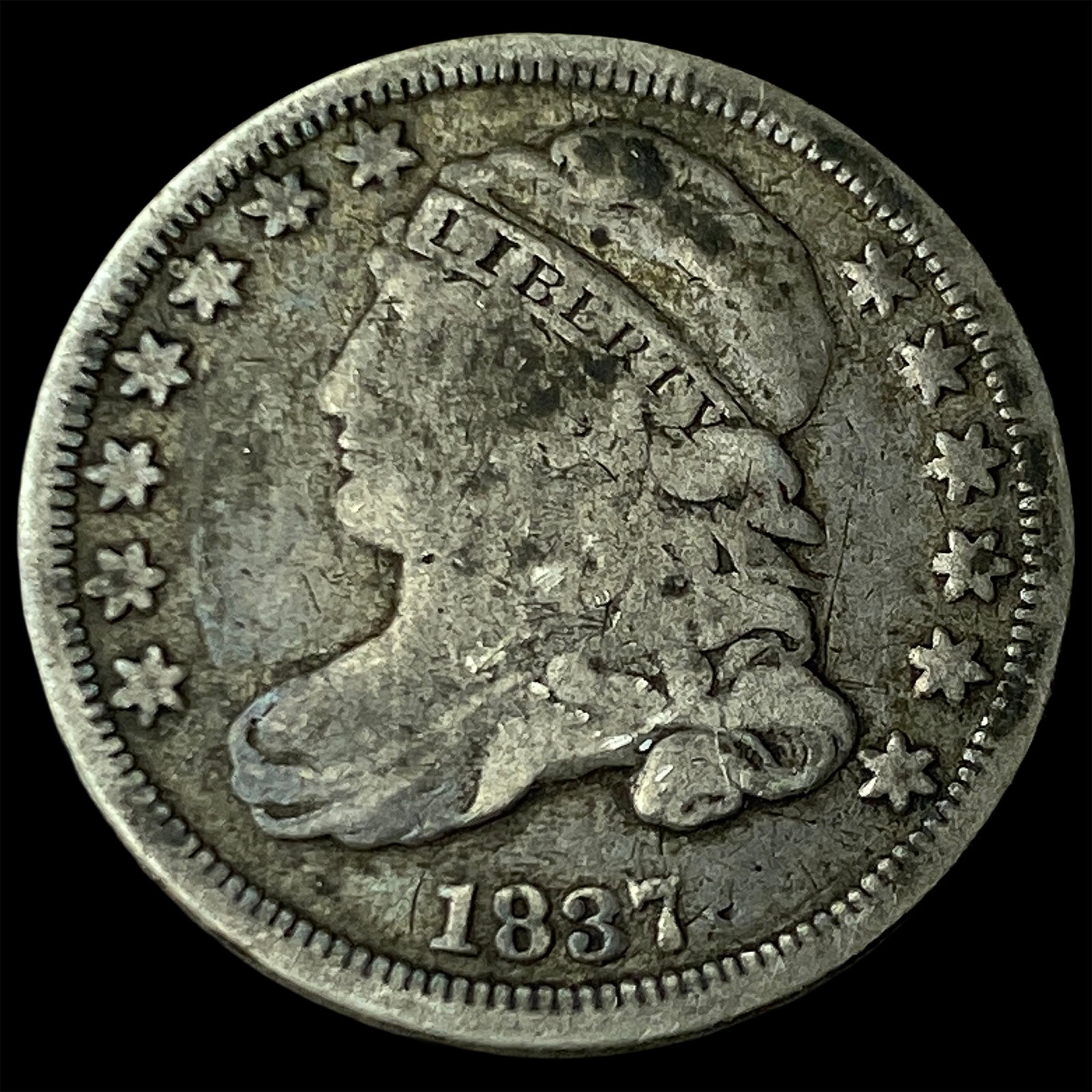 1837 Capped Bust Dime LIGHTLY CIRCULATED: 1837 Capped Bust Dime LIGHTLY CIRCULATED