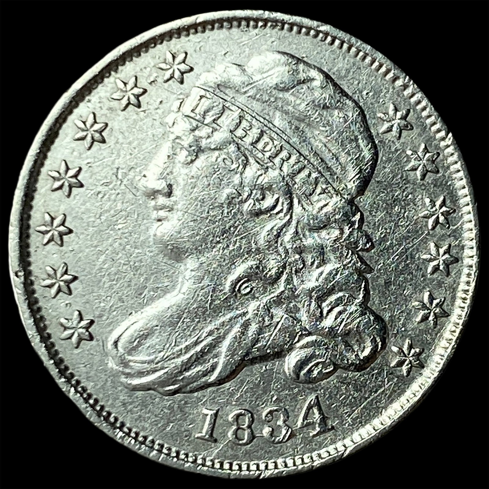 1834 Silver Capped Bust Dime CLOSELY UNCIRCULATED: 1834 Silver Capped Bust Dime CLOSELY UNCIRCULATED