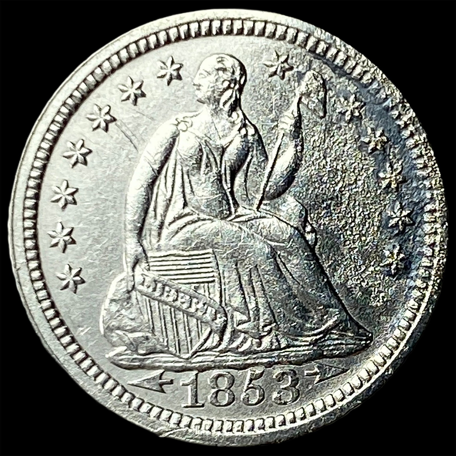 1853-O Silver Seated Liberty Half Dime UNCIRCULATED: 1853-O Silver Seated Liberty Half Dime UNCIRCULATED