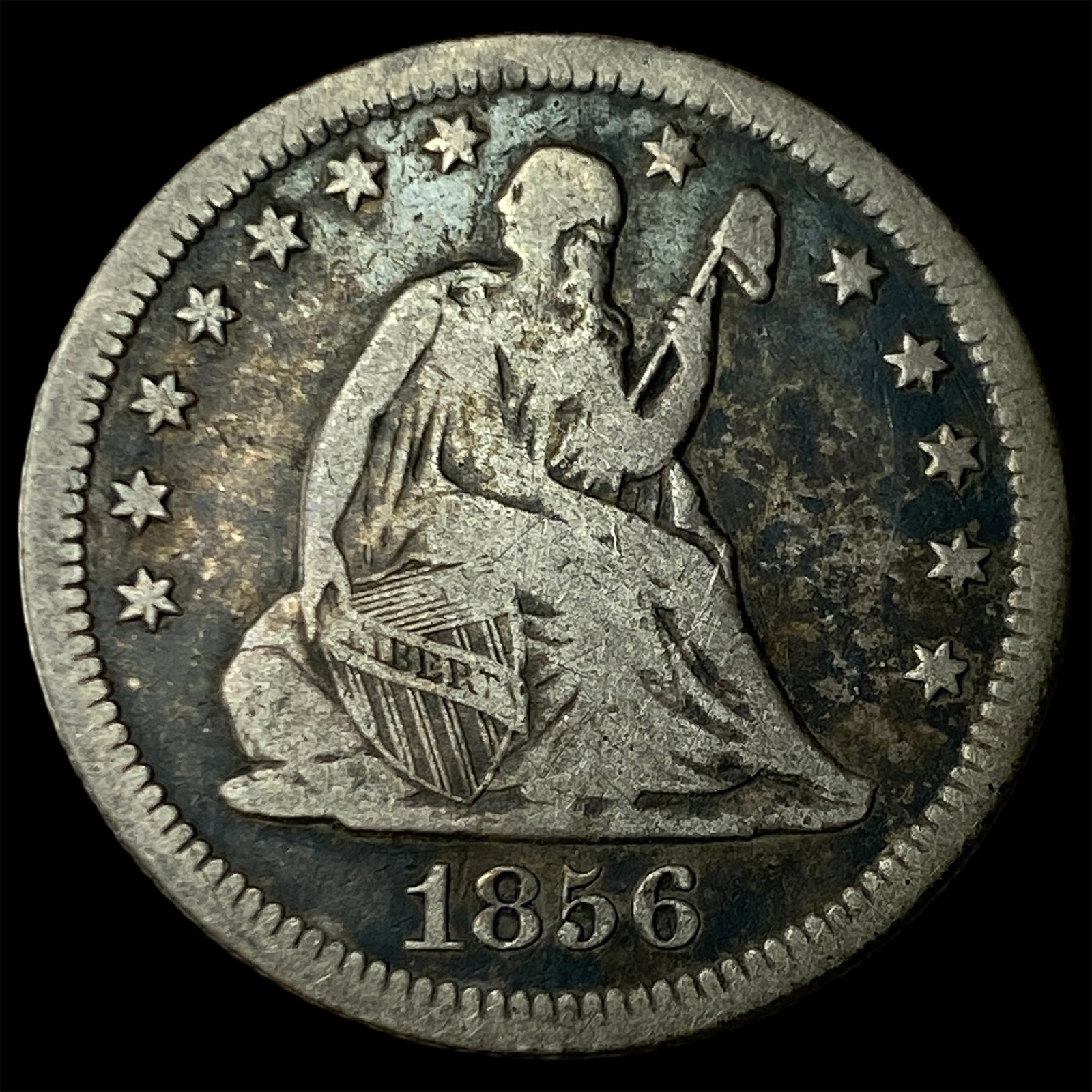 1856-O Silver Seated Liberty Quarter LIGHTLY CIRCULATED