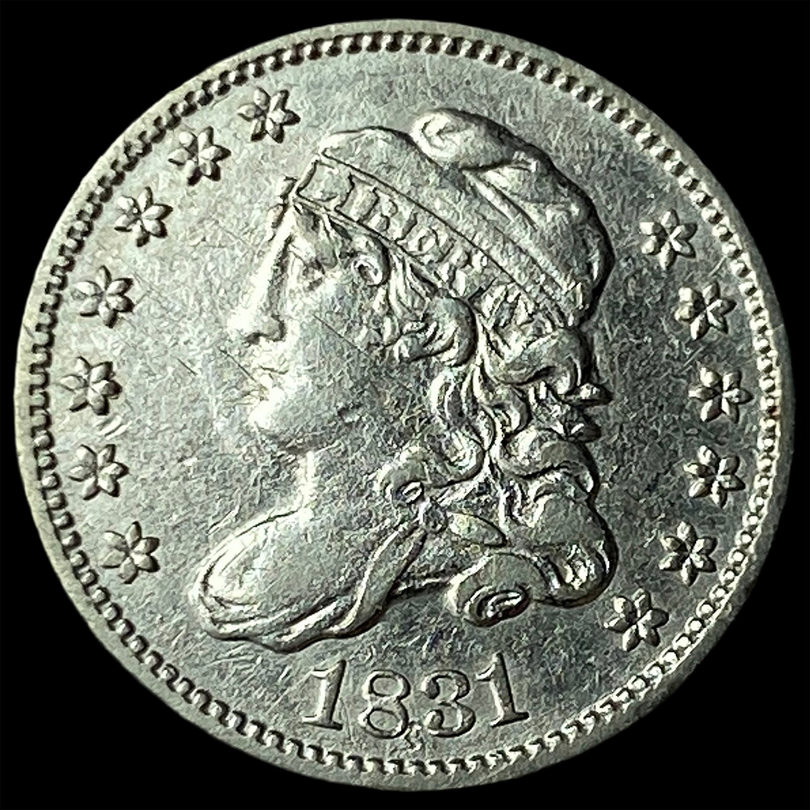 1831 Capped Bust Silver Half Dime CLOSELY UNCIRCULATED: 1831 Capped Bust Silver Half Dime CLOSELY UNCIRCULATED