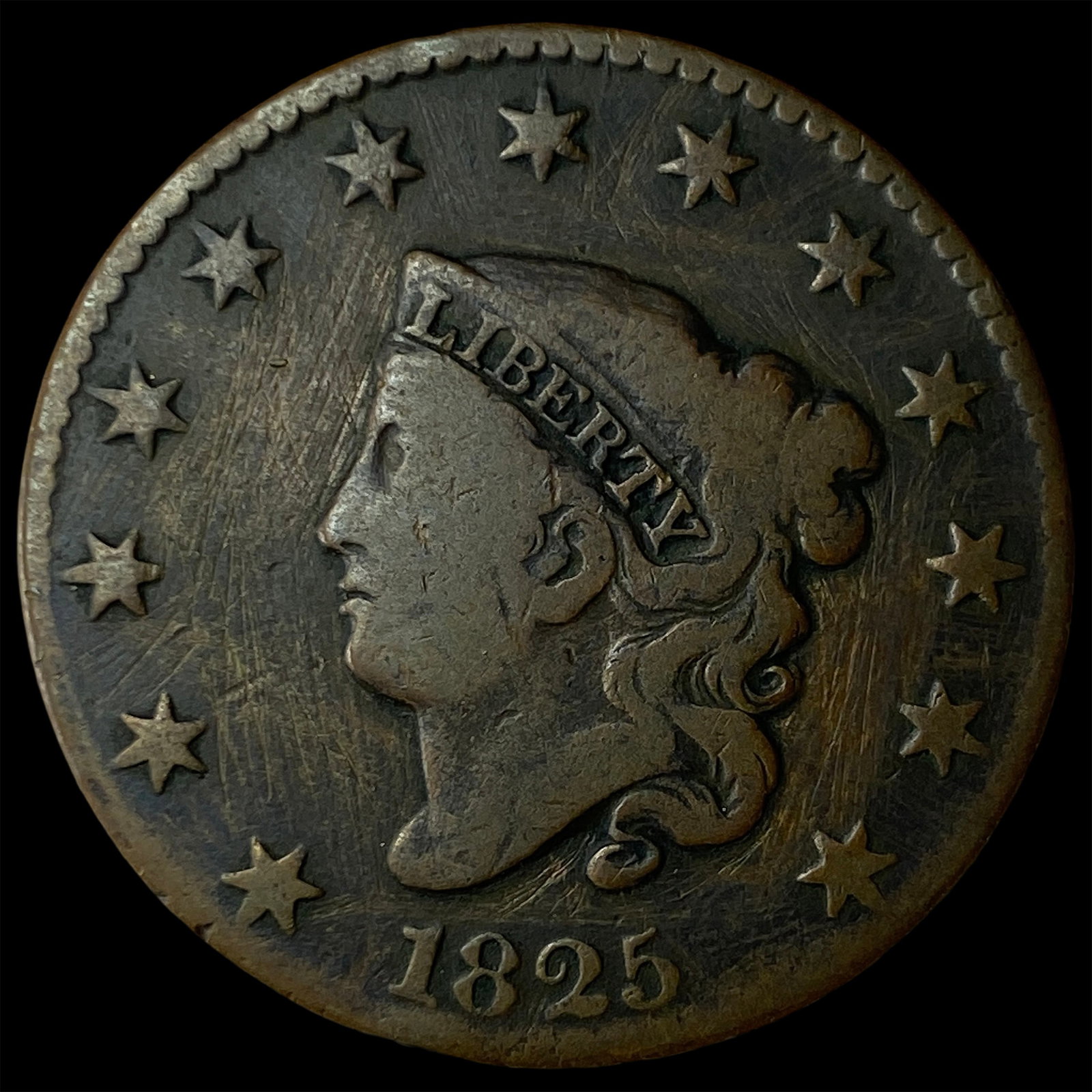 1825 Coronet Head Large Cent NICELY CIRCULATED