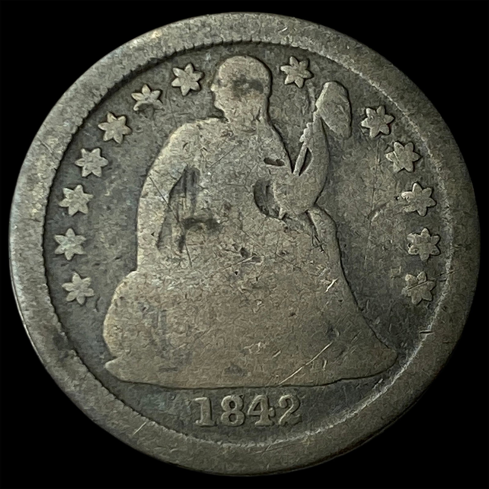 1842-O Silver Seated Liberty Dime NICELY CIRCULATED