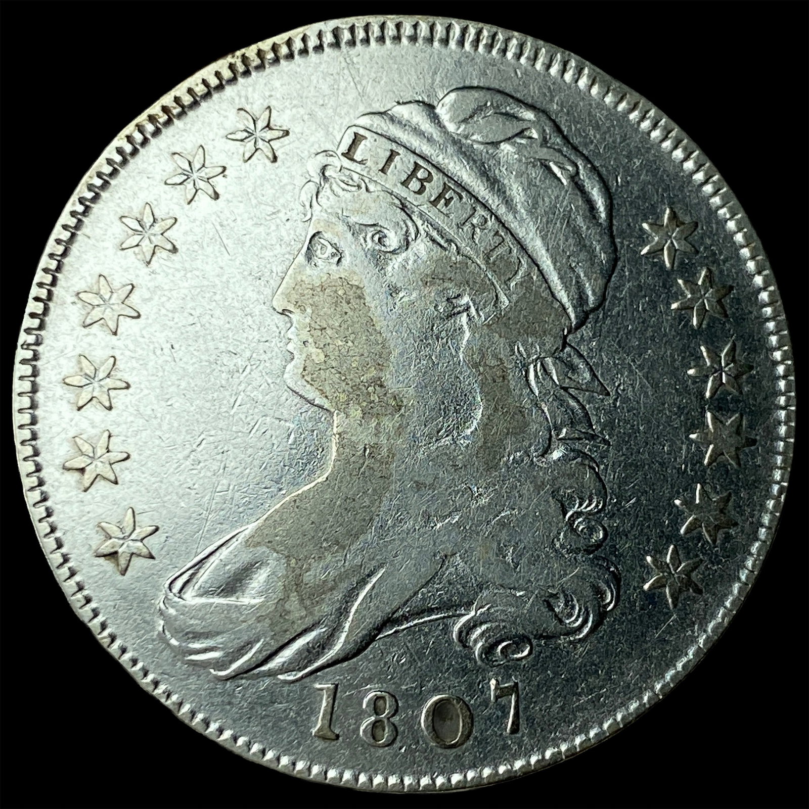 1807 Capped Bust Silver Half Dollar LIGHTLY CIRCULATED: 1807 Capped Bust Silver Half Dollar LIGHTLY CIRCULATED