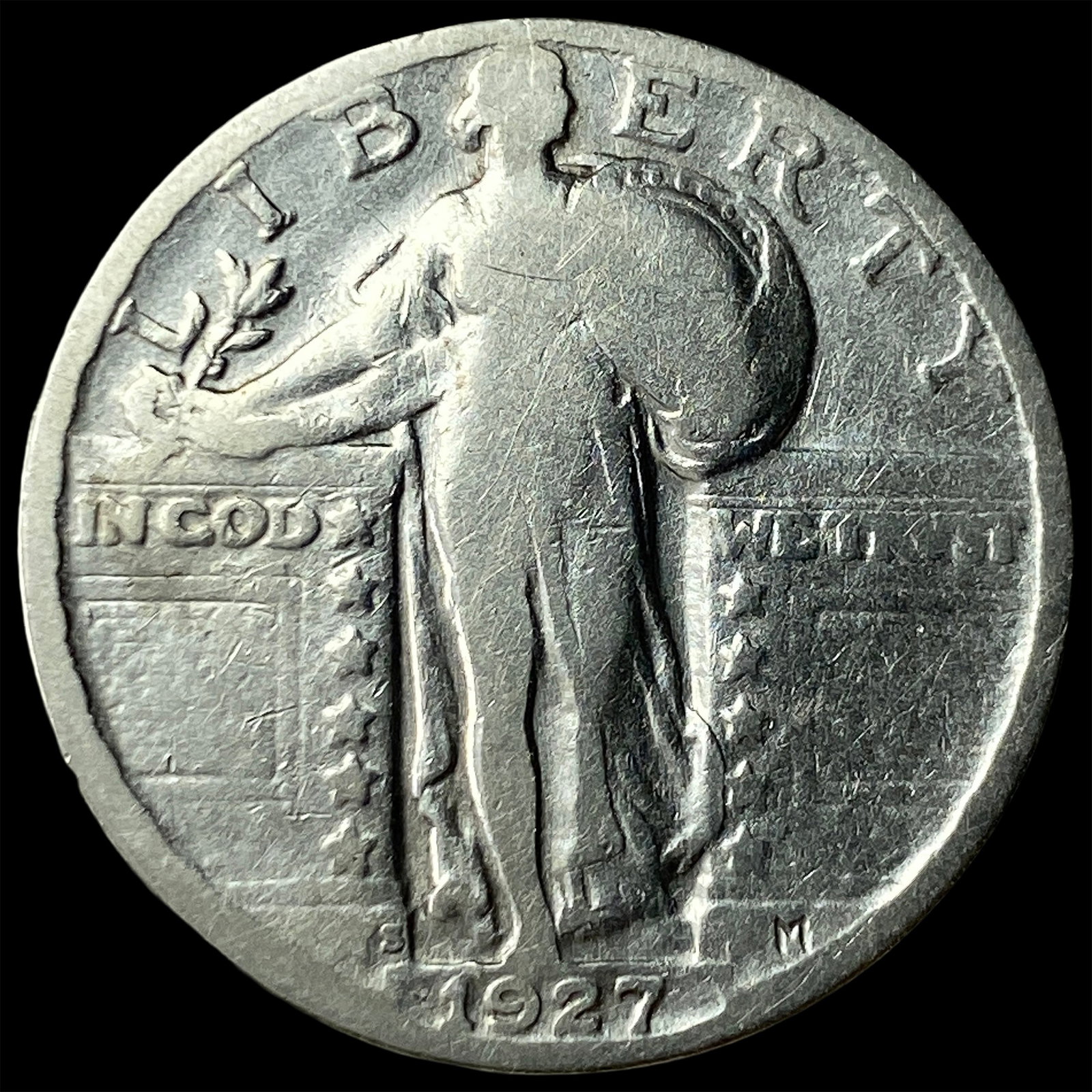 1927-S Silver Standing Liberty Quarter LIGHTLY CIRCULATED