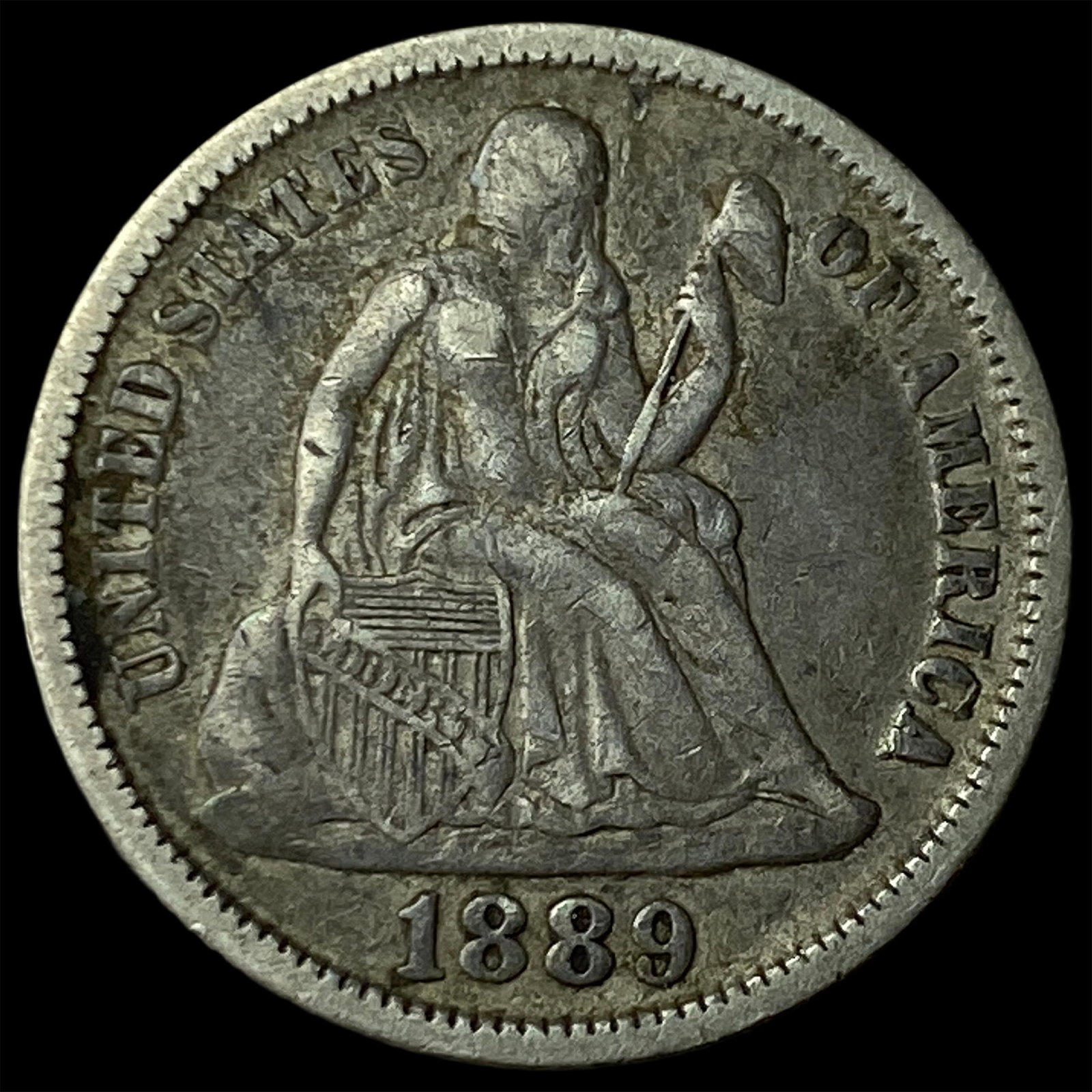 1889 Seated Liberty Dime NEARLY UNCIRCULATED