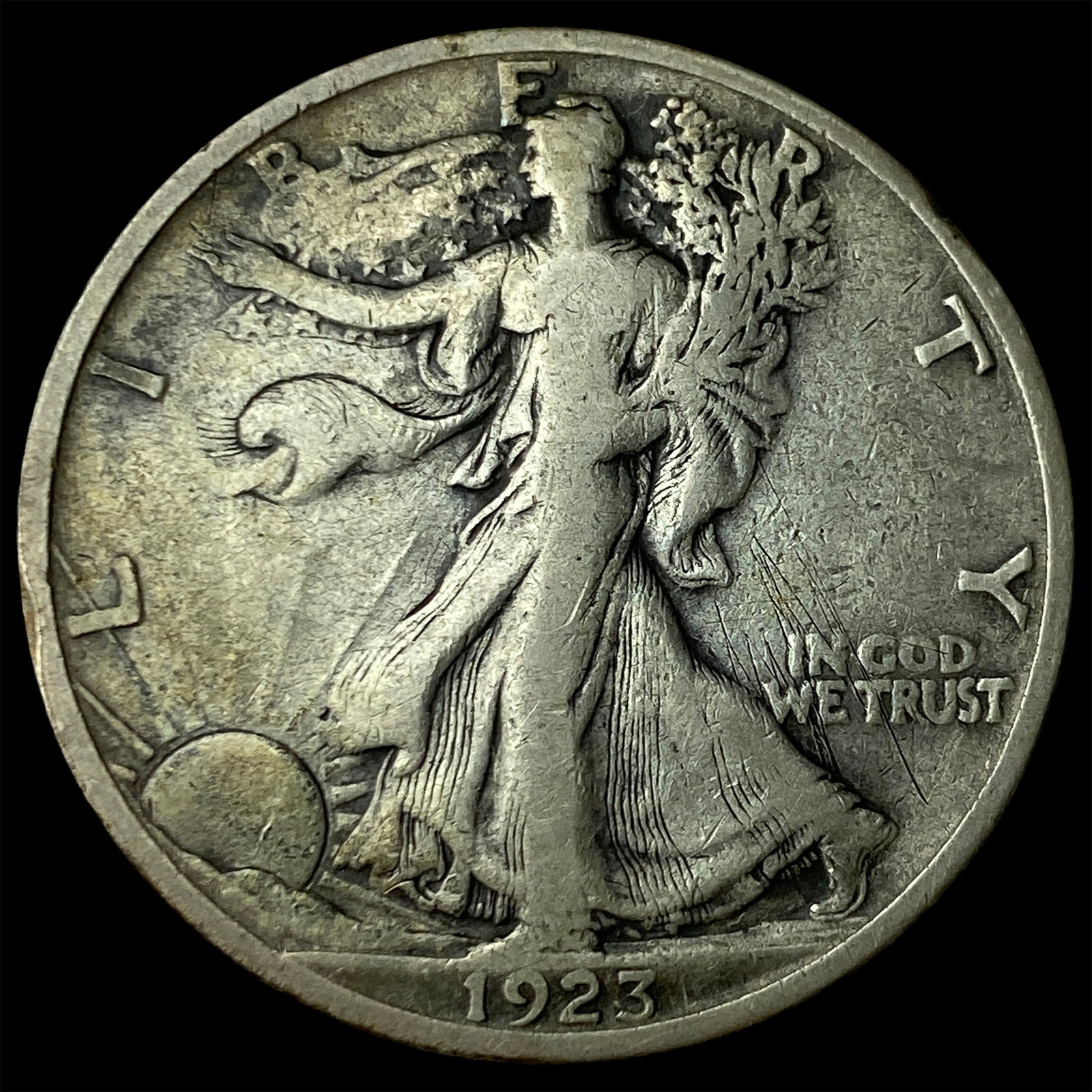 1923-S Silver Walking Liberty Half Dollar LIGHTLY CIRCULATED: 1923-S Silver Walking Liberty Half Dollar LIGHTLY CIRCULATED