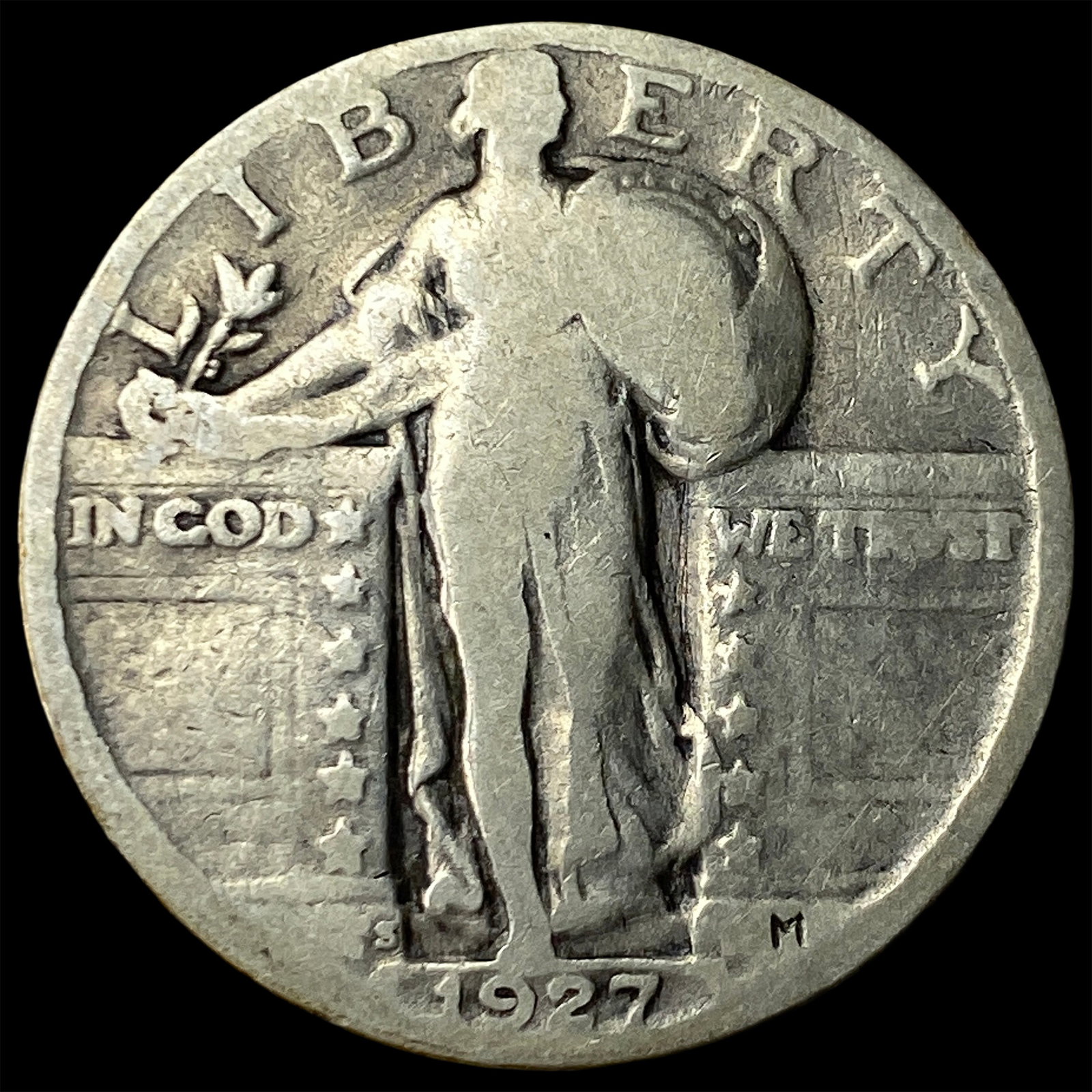 1927-S Silver Standing Liberty Quarter LIGHTLY CIRCULATED: 1927-S Silver Standing Liberty Quarter LIGHTLY CIRCULATED