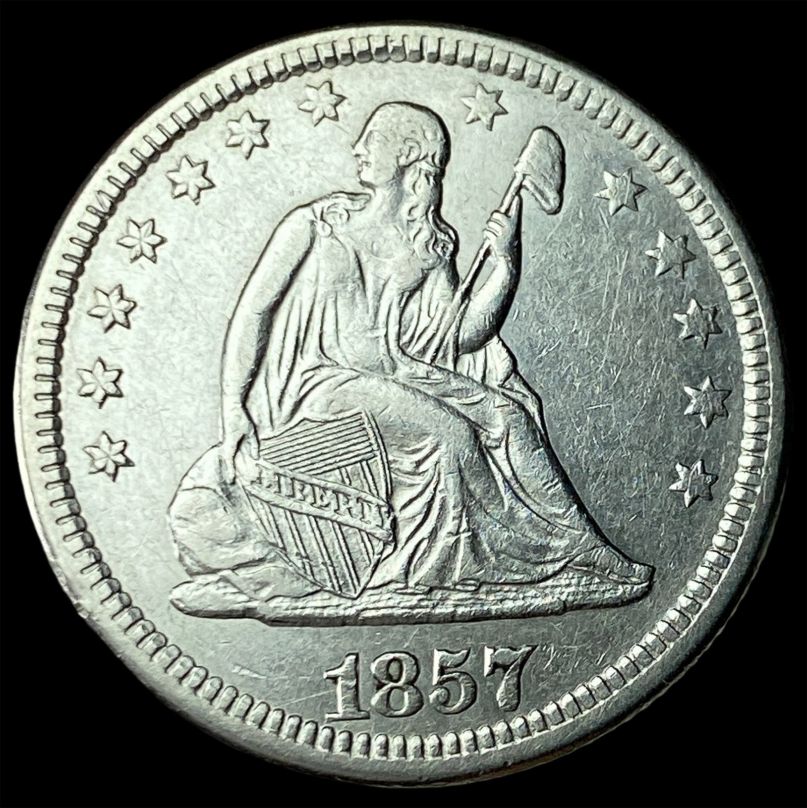 1857-O Silver Seated Liberty Quarter UNCIRCULATED: 1857-O Silver Seated Liberty Quarter UNCIRCULATED