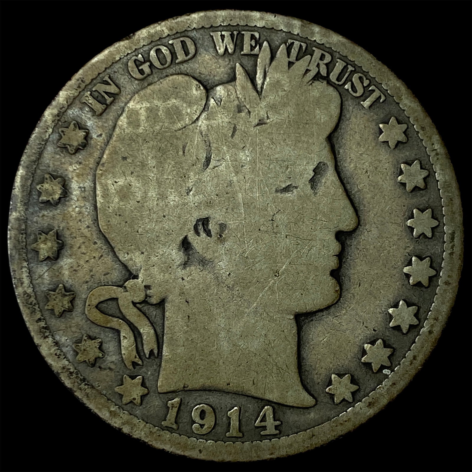 1914 Silver Barber Half Dollar NICELY CIRCULATED: 1914 Silver Barber Half Dollar NICELY CIRCULATED