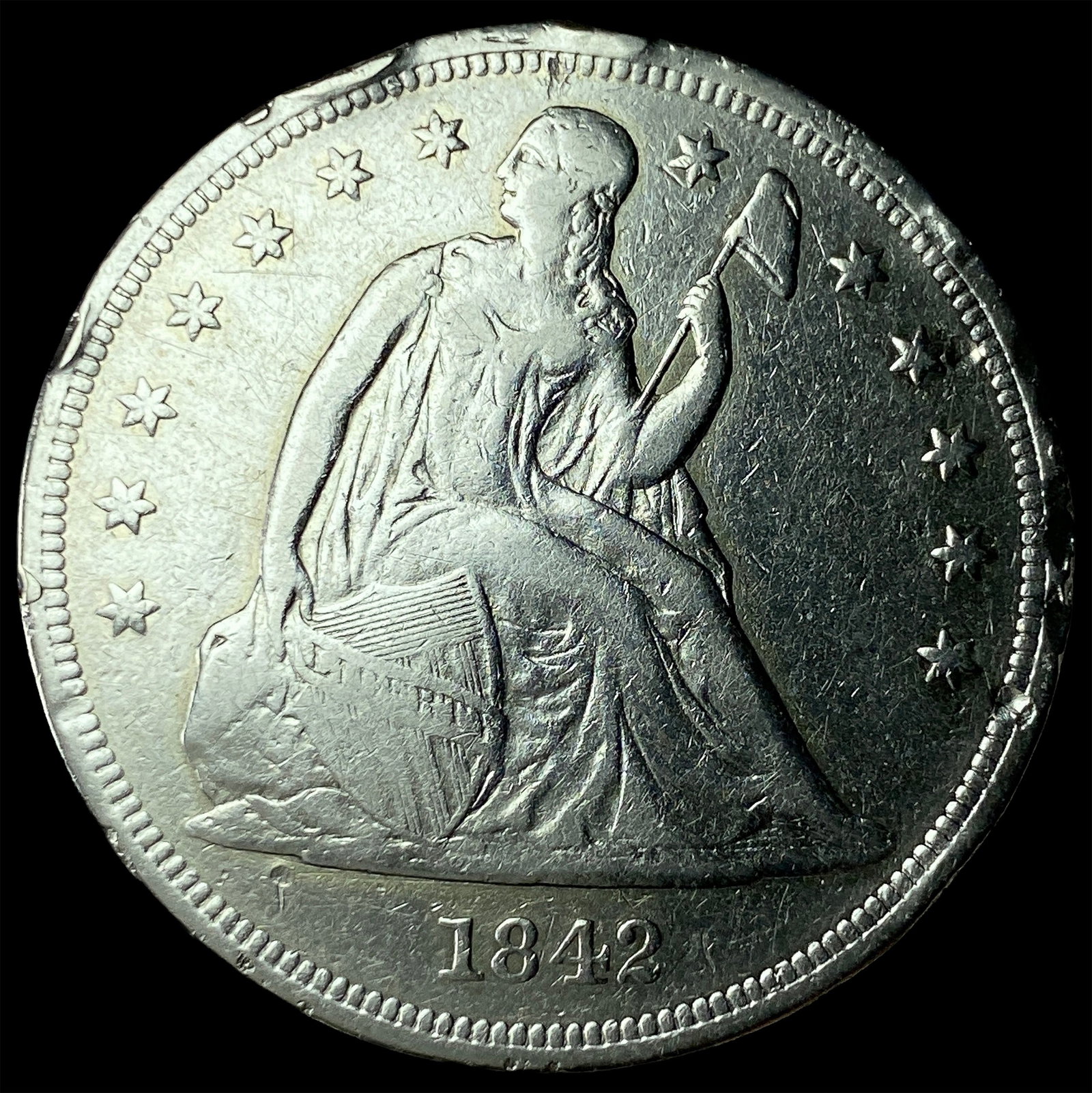 1842 Silver Seated Liberty Dollar HIGH GRADE: 1842 Silver Seated Liberty Dollar HIGH GRADE