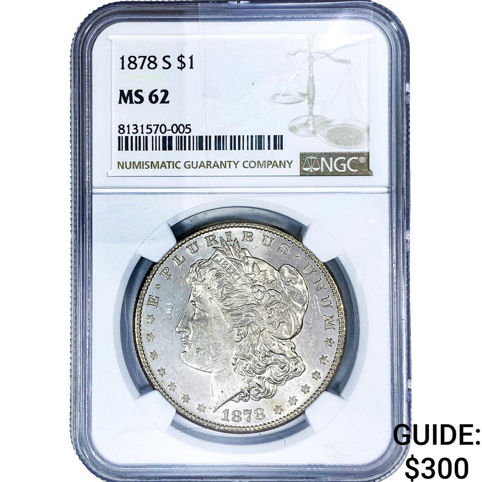 1878-S Morgan Silver Dollar NGC MS62: 1878-S Morgan Silver Dollar NGC MS62
