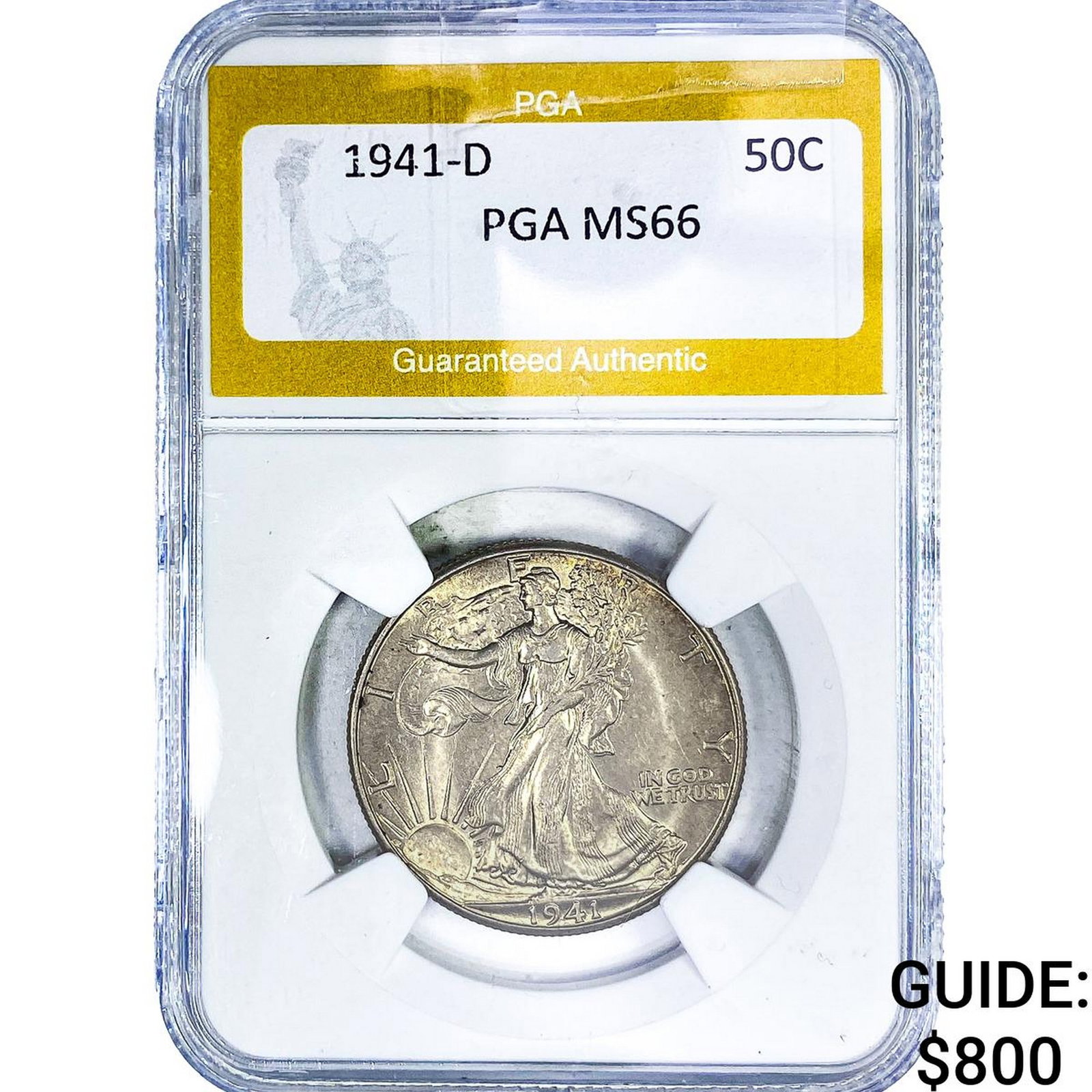 1941-D Walking Liberty Half Dollar PGA MS66: 1941-D Walking Liberty Half Dollar PGA MS66