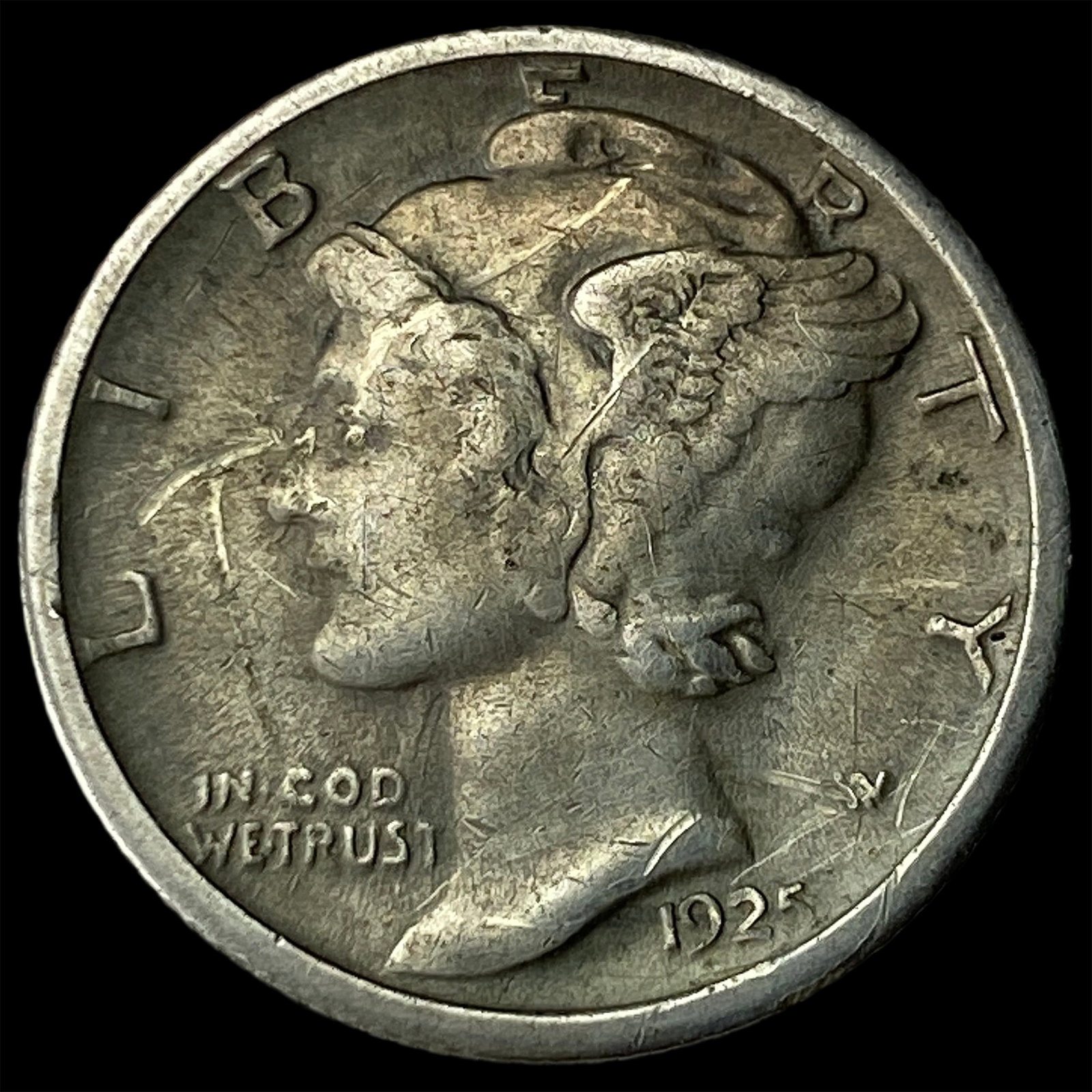 1925-S Silver Mercury Dime NEARLY UNCIRCULATED: 1925-S Silver Mercury Dime NEARLY UNCIRCULATED
