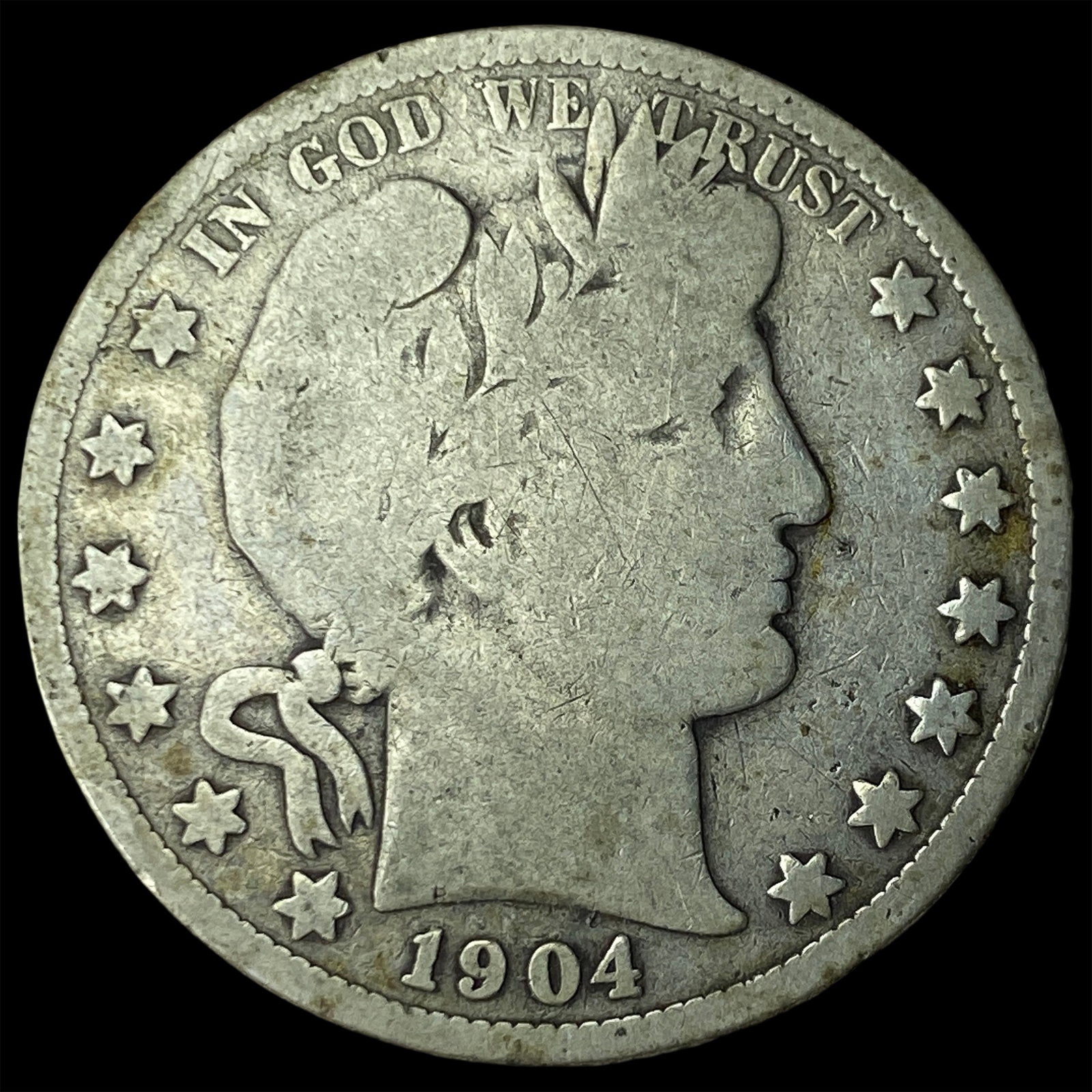 1904-S Silver Barber Half Dollar LIGHTLY CIRCULATED: 1904-S Silver Barber Half Dollar LIGHTLY CIRCULATED