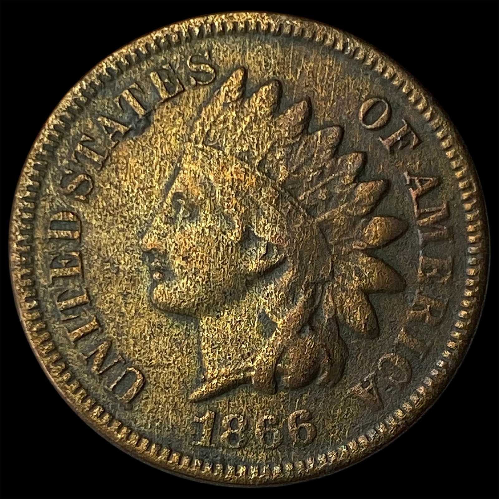 1866 Indian Head Cent ABOUT UNCIRCULATED: 1866 Indian Head Cent ABOUT UNCIRCULATED