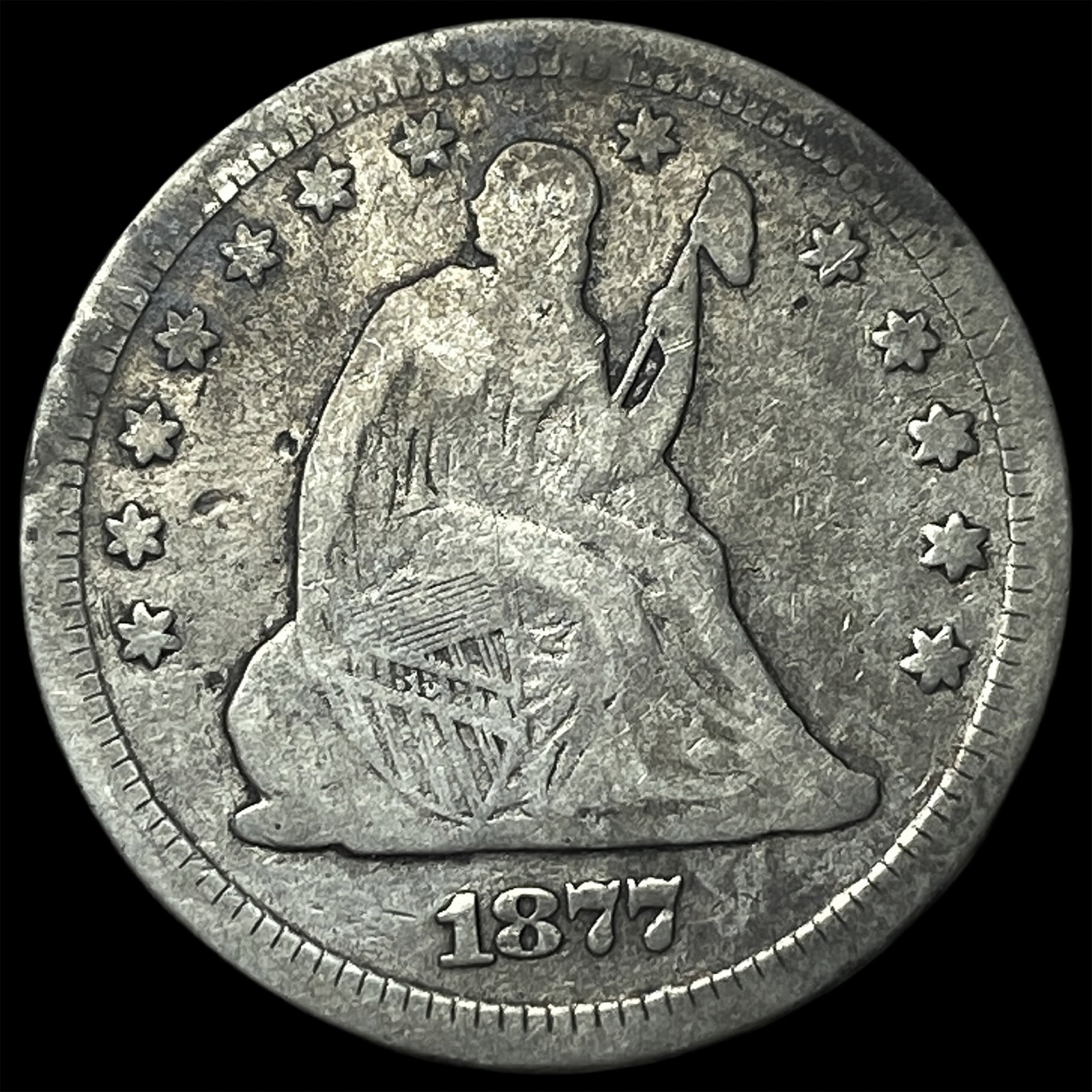 1877 Seated Liberty Quarter LIGHTLY CIRCULATED