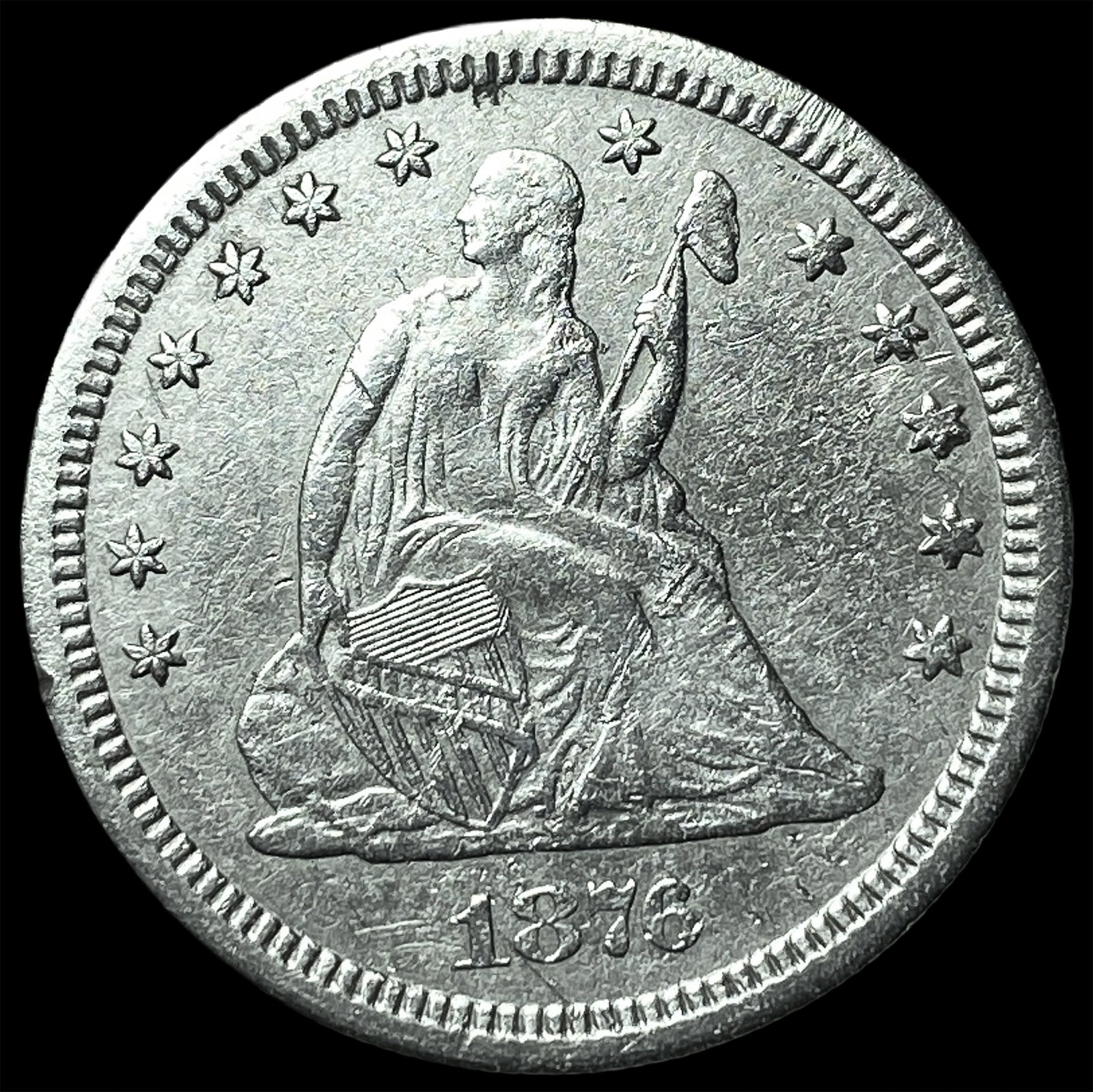 1876-CC Seated Liberty Quarter CLOSELY UNCIRCULATED: 1876-CC Seated Liberty Quarter CLOSELY UNCIRCULATED
