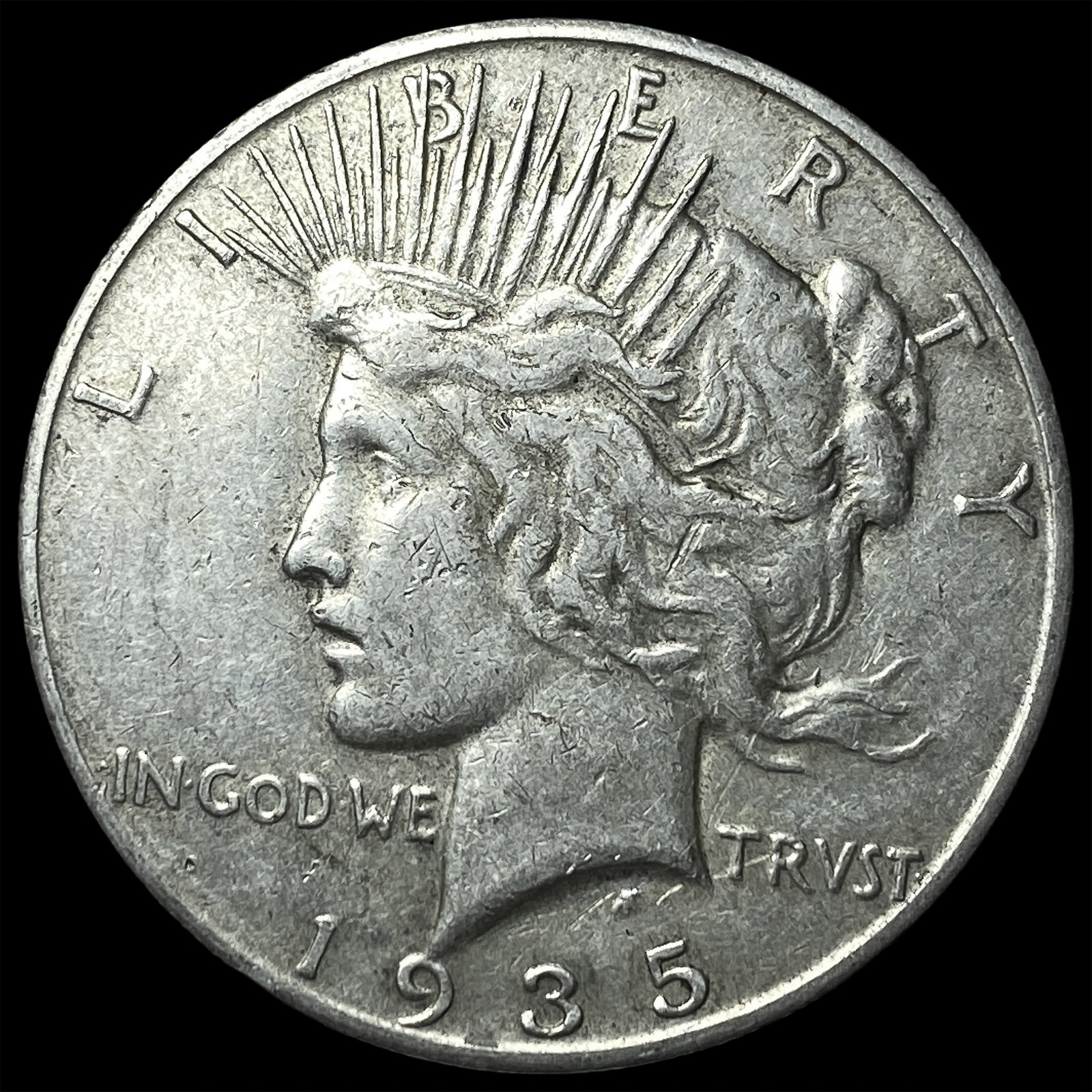 1935-S Silver Peace Dollar ABOUT UNCIRCULATED: 1935-S Silver Peace Dollar ABOUT UNCIRCULATED