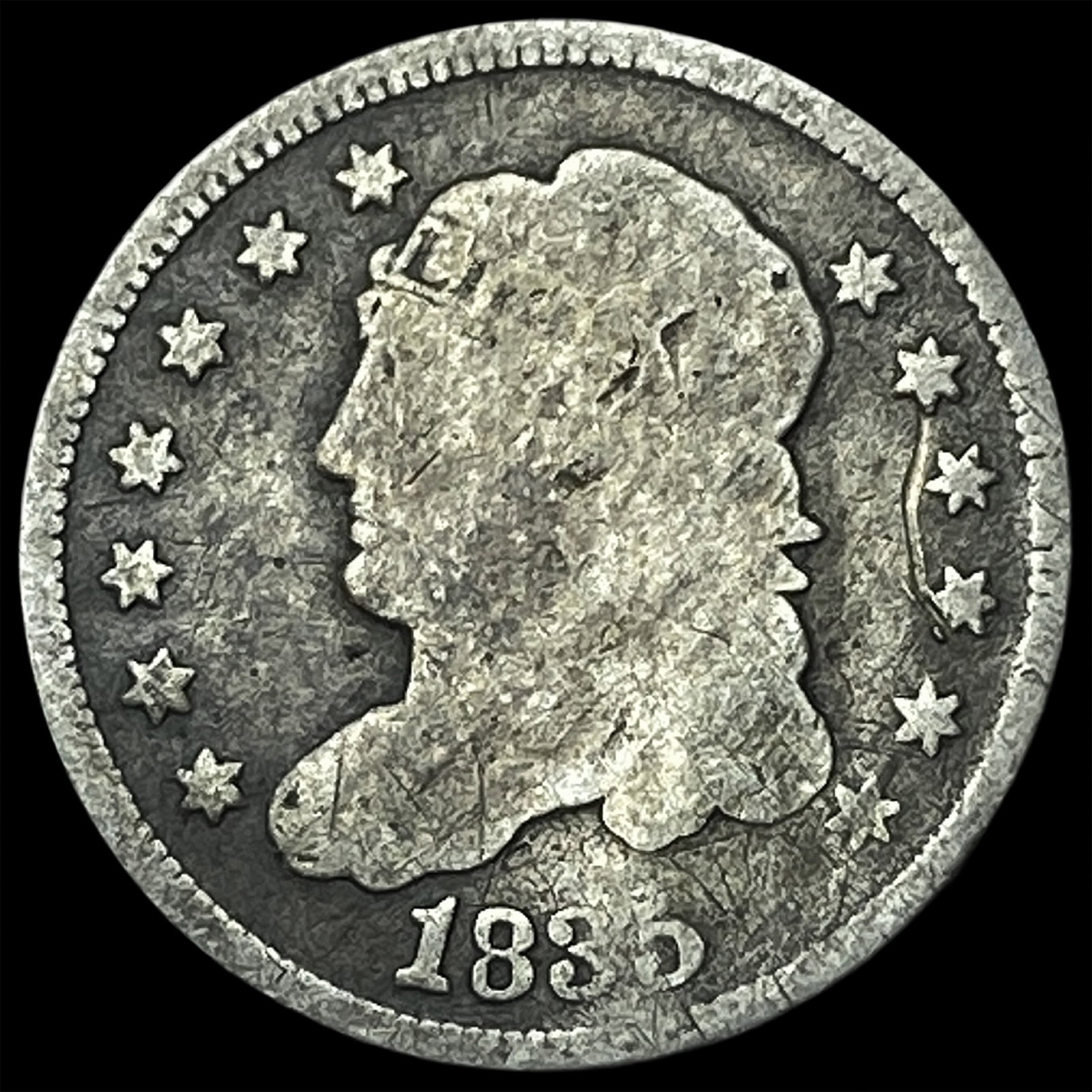 1835 Capped Bust Half Dime NICELY CIRCULATED: 1835 Capped Bust Half Dime NICELY CIRCULATED