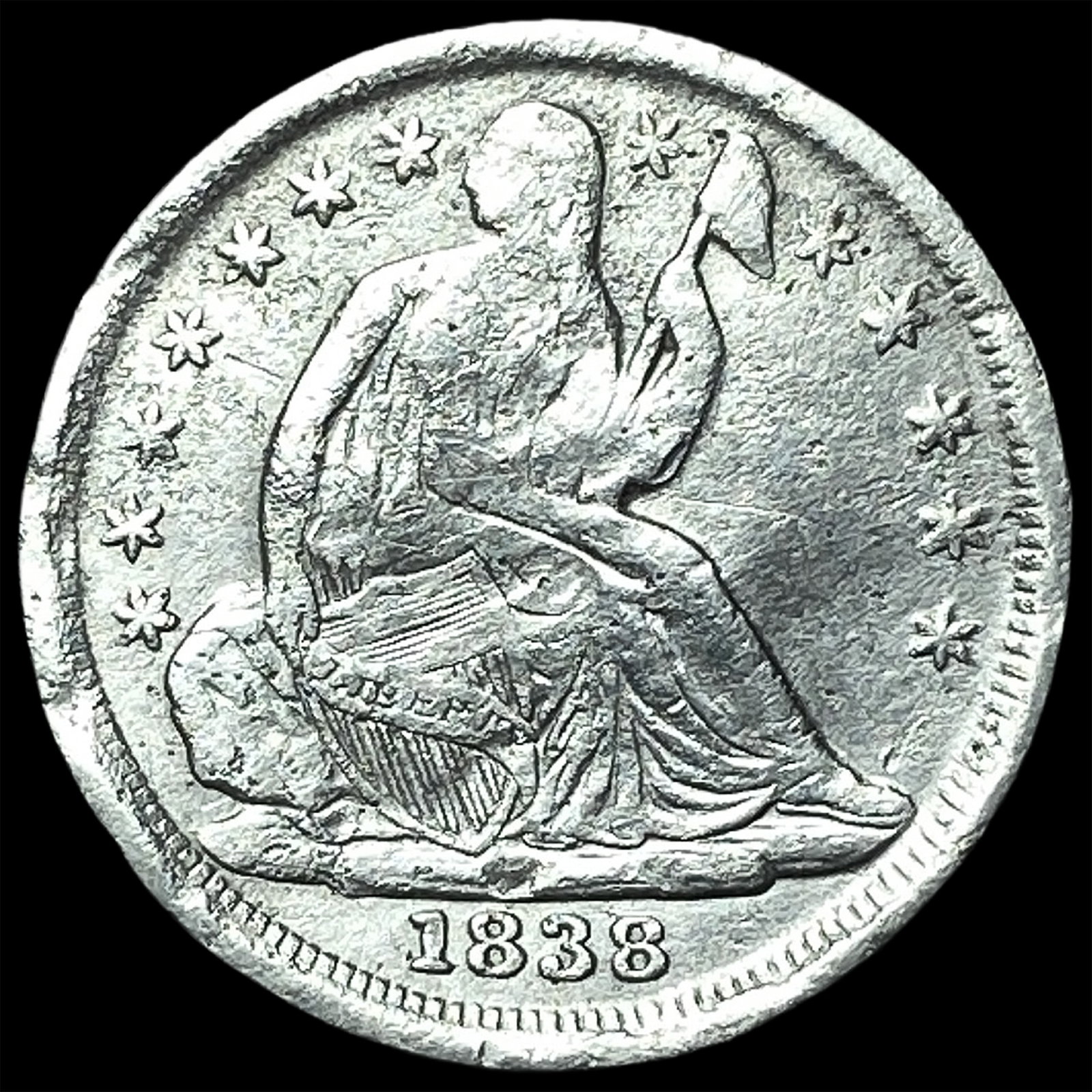 1838 Silver Seated Liberty Half Dime HIGH GRADE: 1838 Silver Seated Liberty Half Dime HIGH GRADE