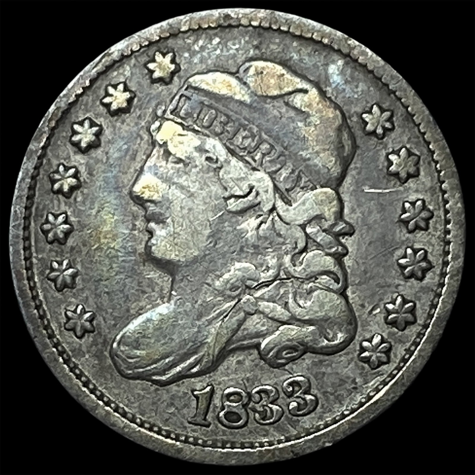 1833 Capped Bust Silver Half Dime LIGHTLY CIRCULATED: 1833 Capped Bust Silver Half Dime LIGHTLY CIRCULATED