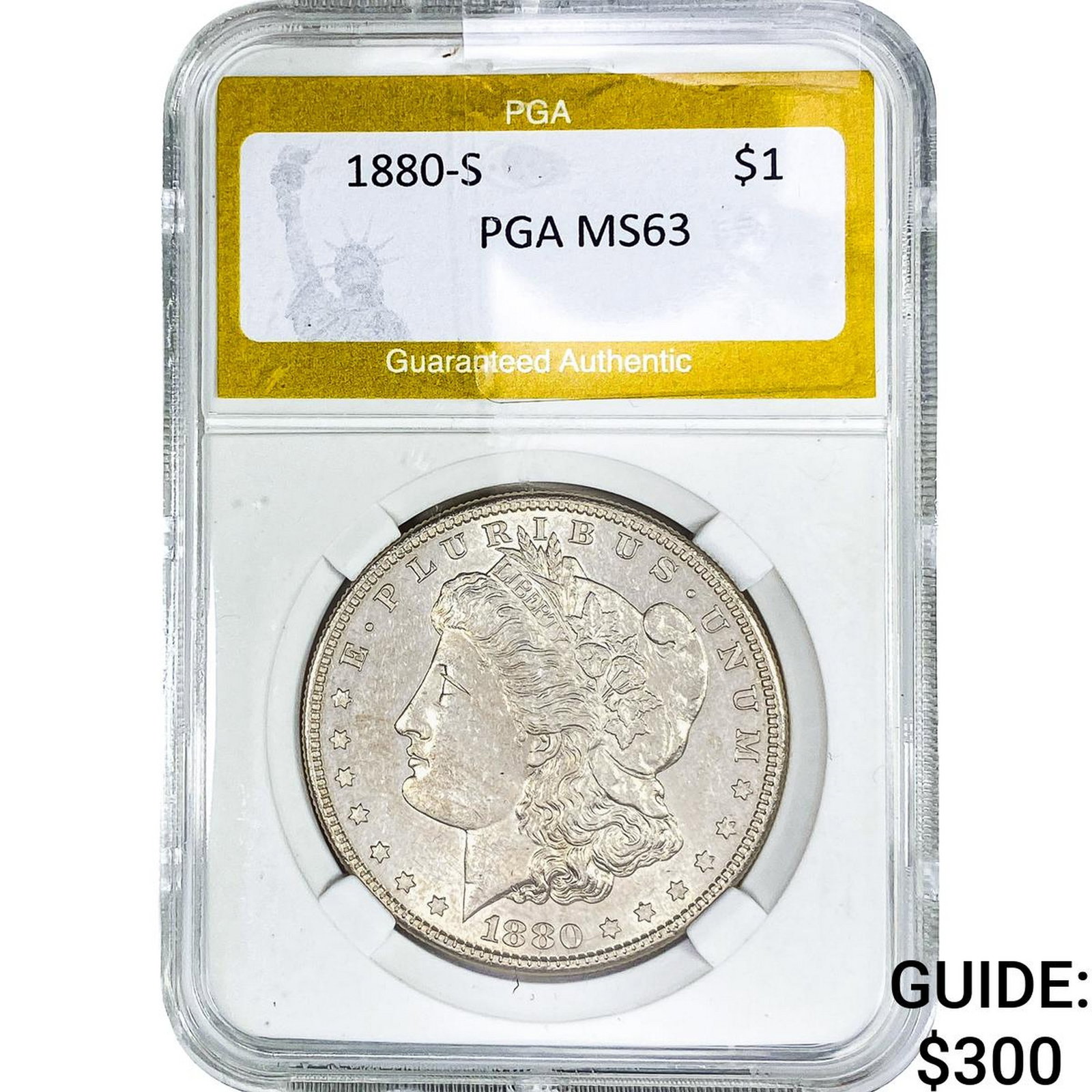 1880-S Morgan Silver Dollar PGA MS63: 1880-S Morgan Silver Dollar PGA MS63