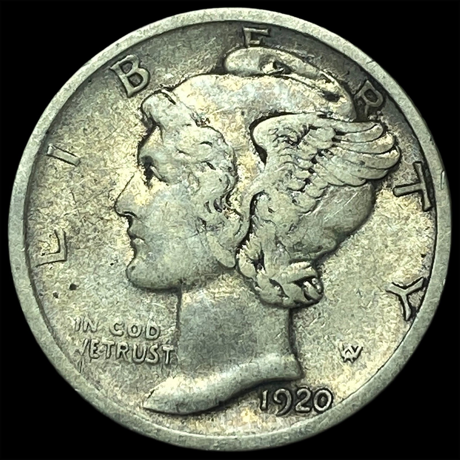 1920-D Silver Mercury Dime NEARLY UNCIRCULATED