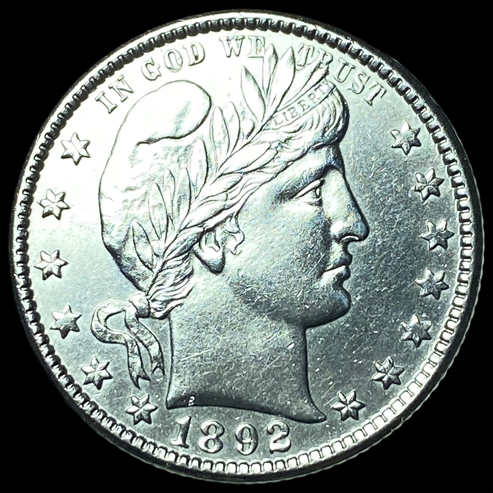 1892-O Silver Barber Quarter CHOICE BU: 1892-O Silver Barber Quarter CHOICE BU
