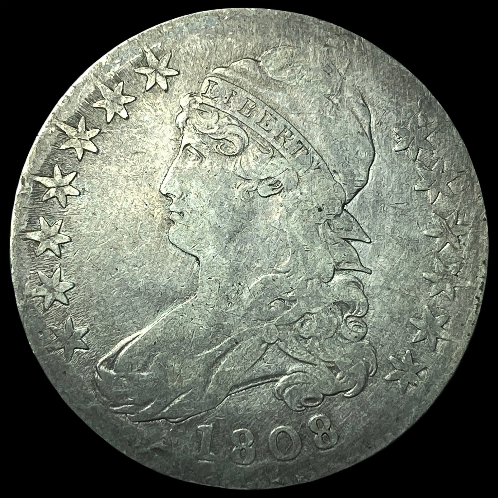 1808 Capped Bust Half Dollar NICELY CIRCULATED: 1808 Capped Bust Half Dollar NICELY CIRCULATED